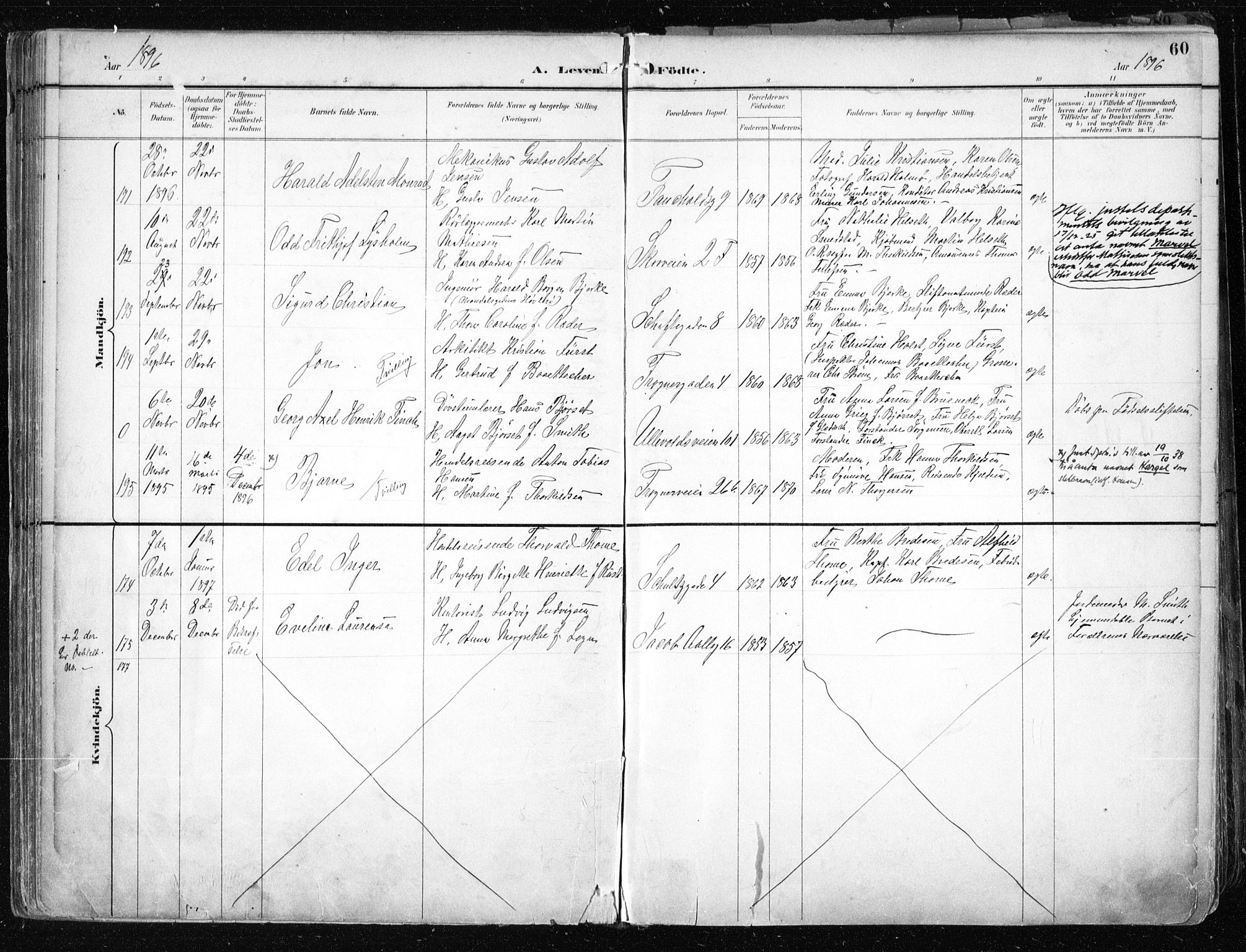 Uranienborg prestekontor Kirkebøker, AV/SAO-A-10877/F/Fa/L0005: Ministerialbok nr. 5, 1895-1907, s. 60