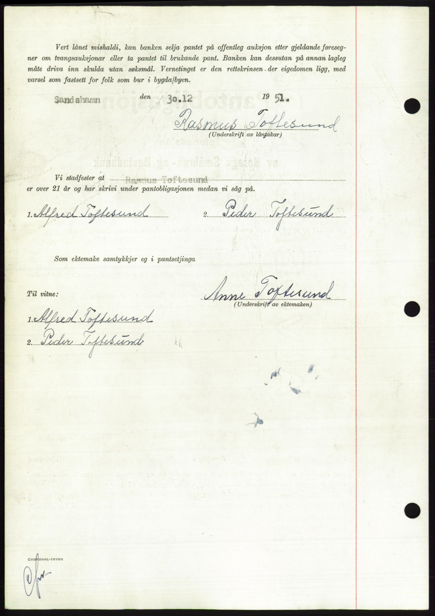 Søre Sunnmøre sorenskriveri, AV/SAT-A-4122/1/2/2C/L0121: Pantebok nr. 9B, 1951-1952, Dagboknr: 47/1952