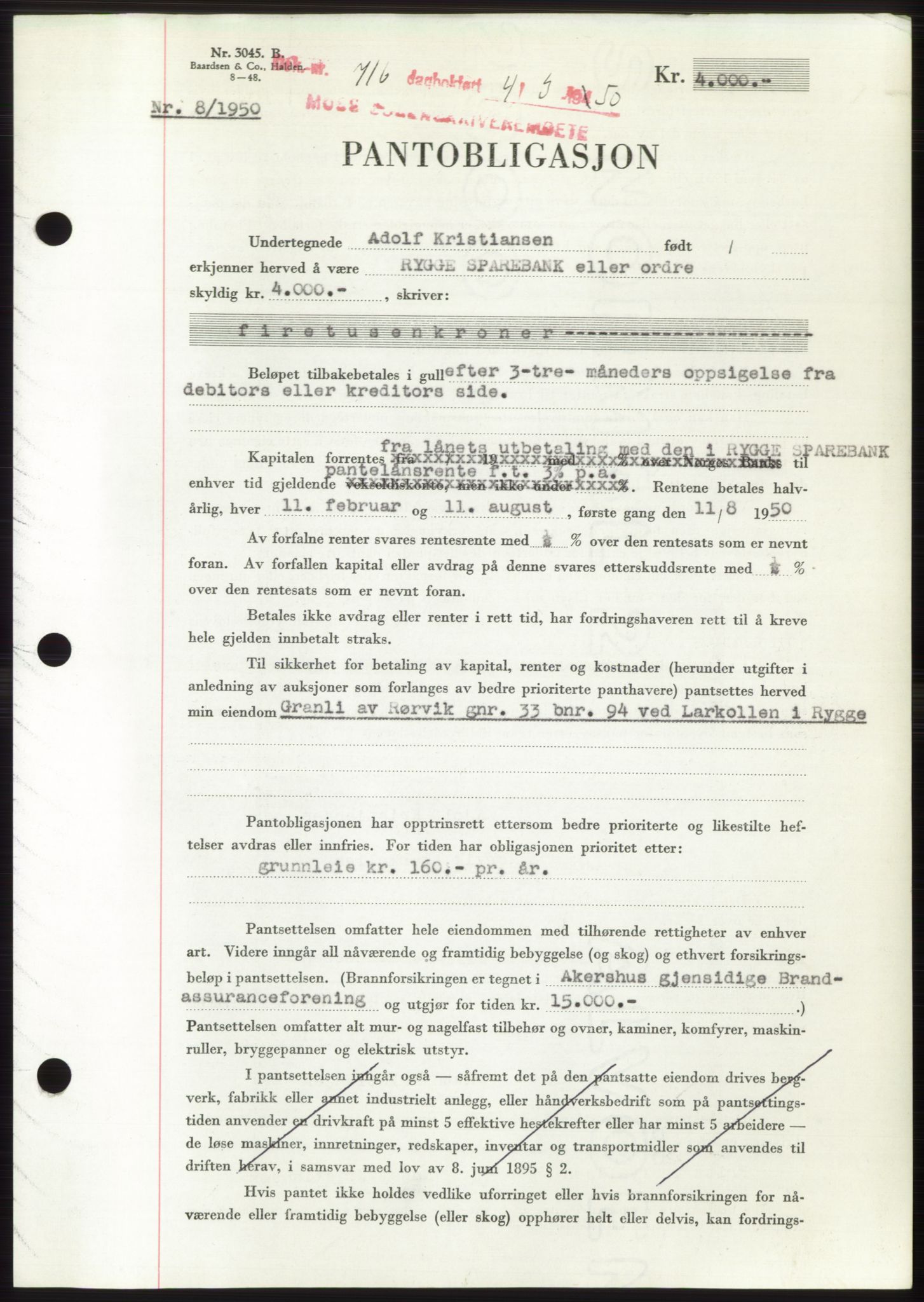 Moss sorenskriveri, SAO/A-10168: Pantebok nr. B23, 1949-1950, Dagboknr: 716/1950