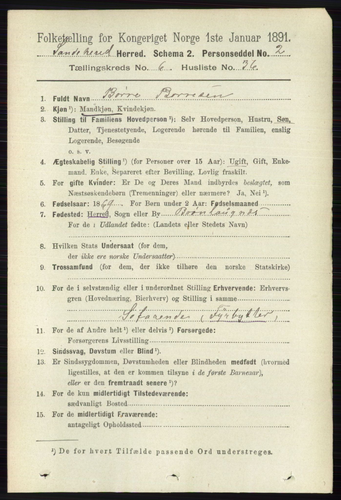 RA, Folketelling 1891 for 0724 Sandeherred herred, 1891, s. 3699