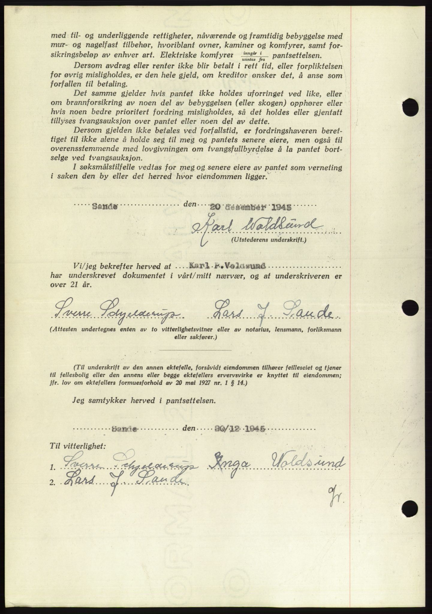 Søre Sunnmøre sorenskriveri, AV/SAT-A-4122/1/2/2C/L0114: Pantebok nr. 1-2B, 1943-1947, Dagboknr: 853/1945