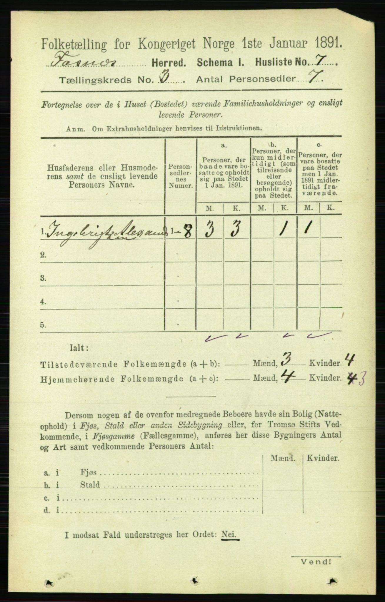 RA, Folketelling 1891 for 1748 Fosnes herred, 1891, s. 612