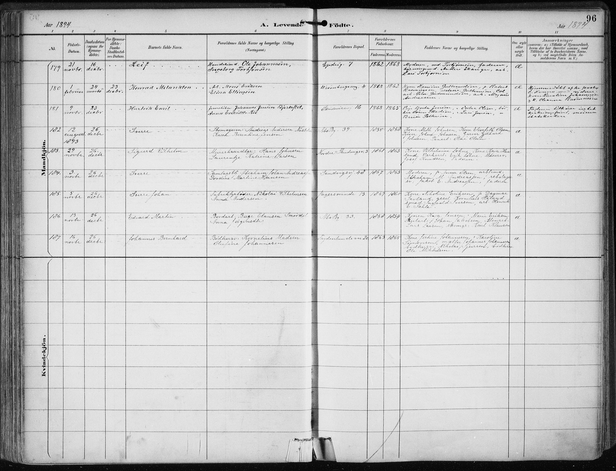 Sandviken Sokneprestembete, AV/SAB-A-77601/H/Ha/L0005: Ministerialbok nr. B 2, 1891-1901, s. 96