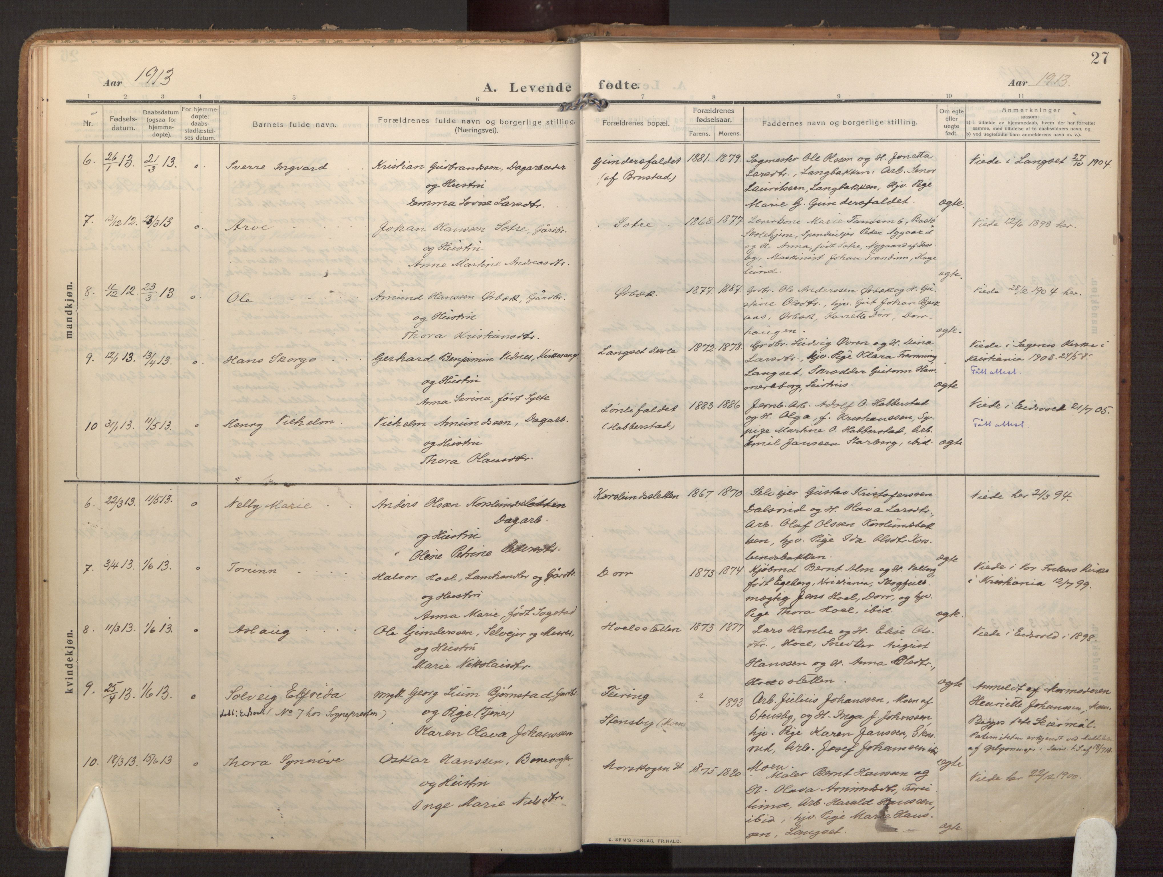Eidsvoll prestekontor Kirkebøker, AV/SAO-A-10888/F/Fb/L0004: Ministerialbok nr. II 4, 1909-1919, s. 27