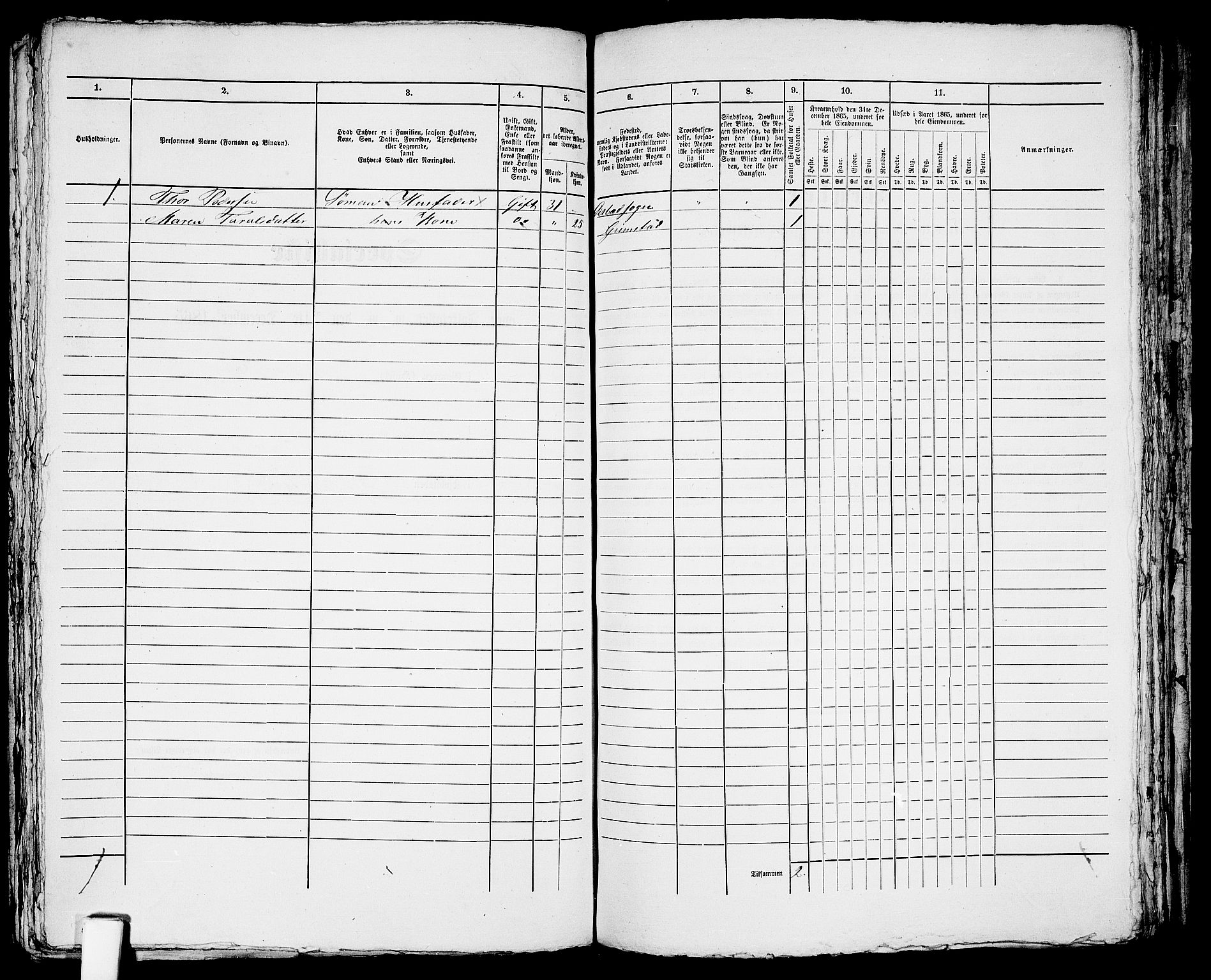 RA, Folketelling 1865 for 0904B Fjære prestegjeld, Grimstad kjøpstad, 1865, s. 254