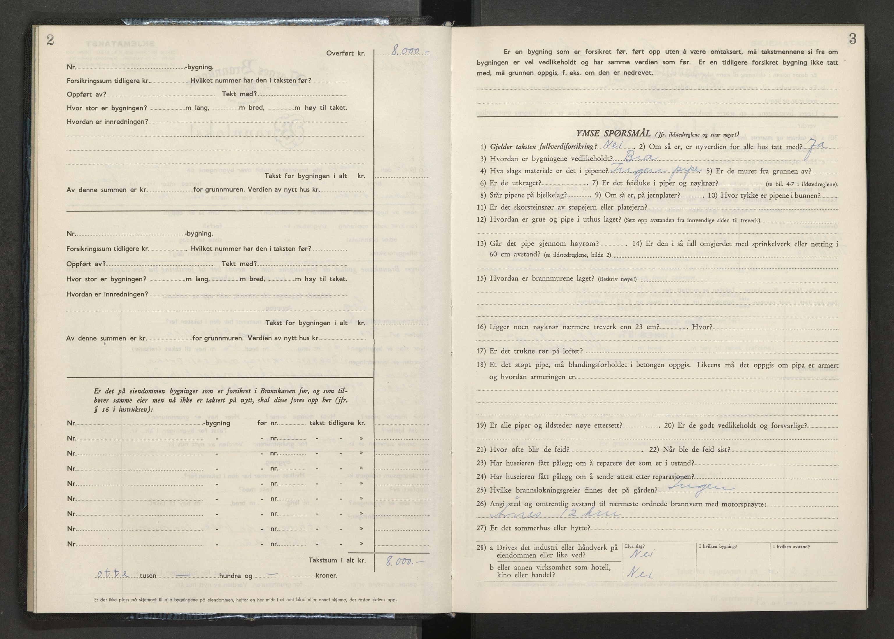 Norges brannkasse, branntakster Nes, AV/SAO-A-11392/F/Fb/L0004: Branntakstprotokoll, 1950-1955