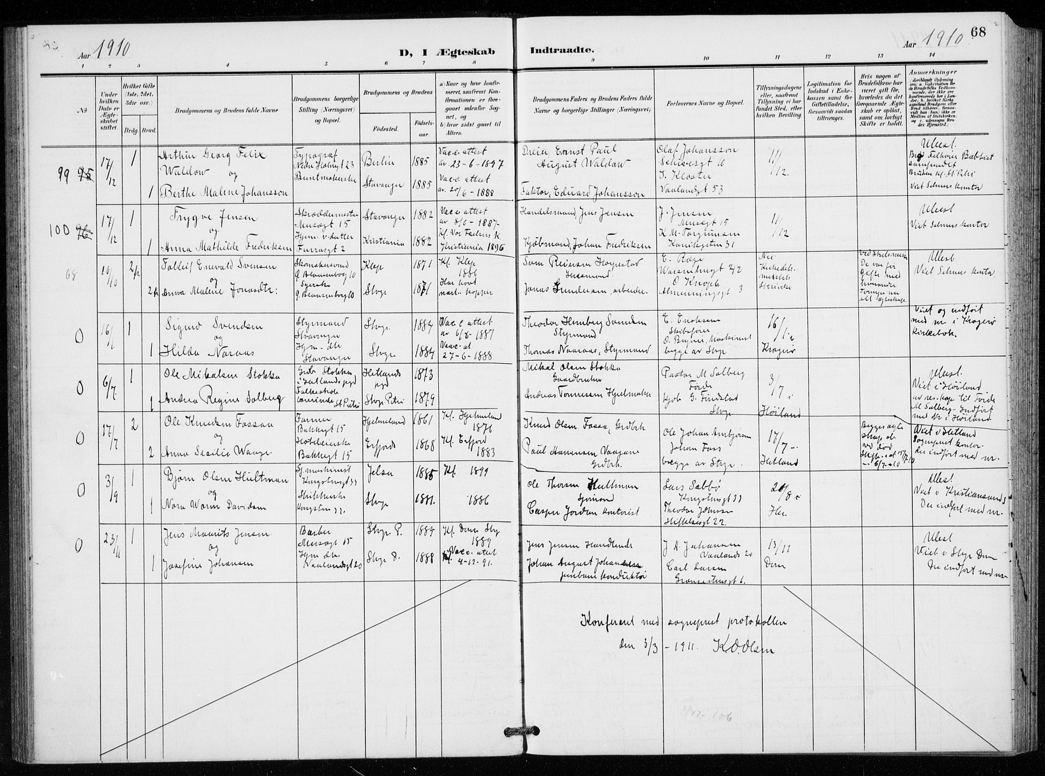 St. Petri sokneprestkontor, AV/SAST-A-101813/001/30/30BB/L0009: Klokkerbok nr. B 9, 1902-1935, s. 68