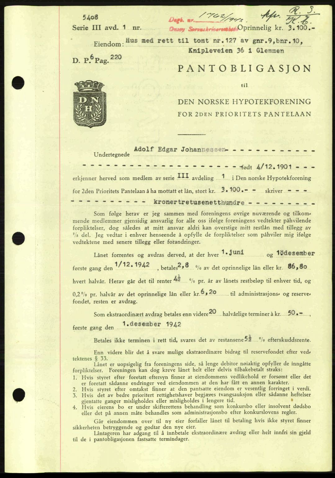 Onsøy sorenskriveri, SAO/A-10474/G/Ga/Gac/L0003: Pantebok nr. B3, 1940-1944, Dagboknr: 1762/1942