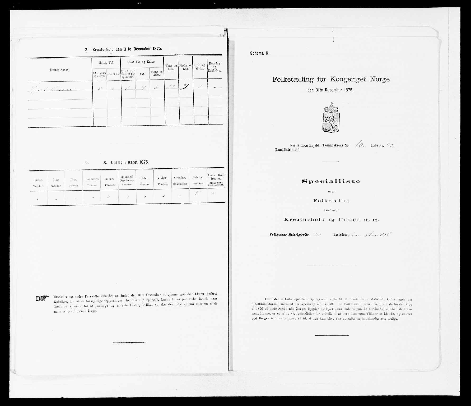 SAB, Folketelling 1875 for 1437L Kinn prestegjeld, Kinn sokn og Svanøy sokn, 1875, s. 1147