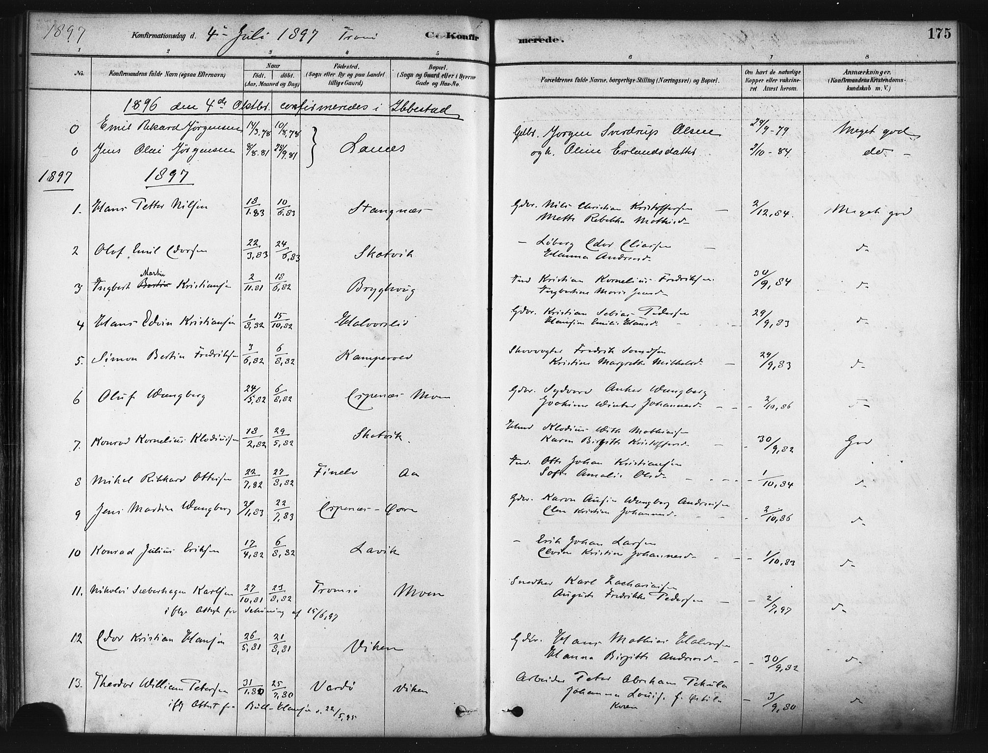 Tranøy sokneprestkontor, AV/SATØ-S-1313/I/Ia/Iaa/L0009kirke: Ministerialbok nr. 9, 1878-1904, s. 175