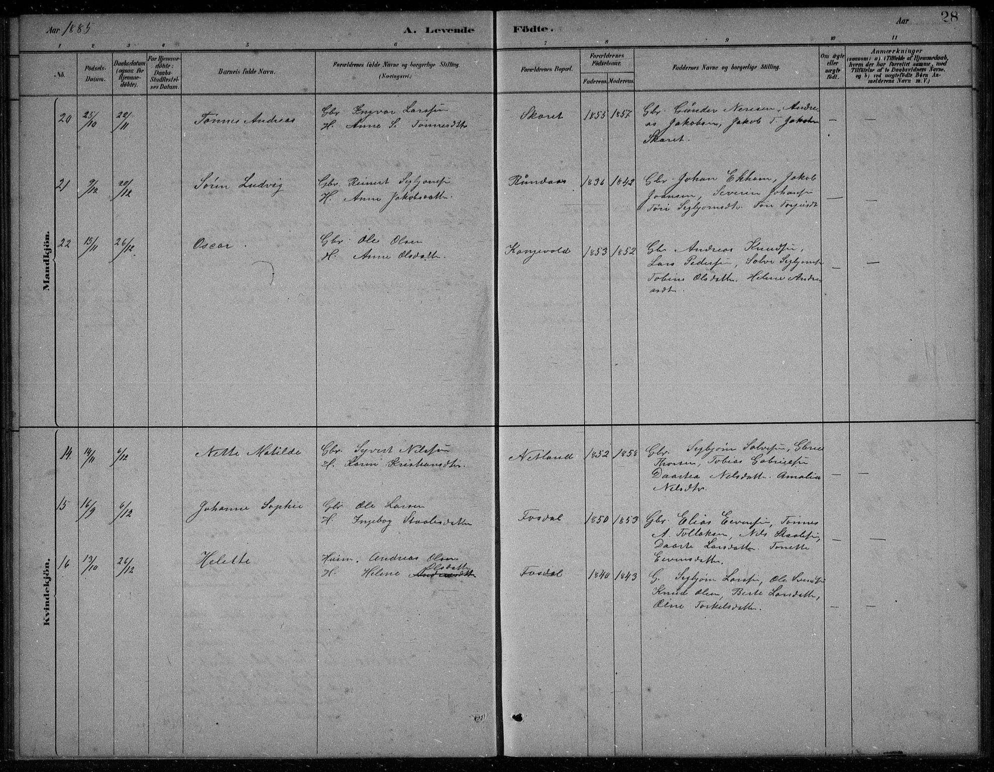 Bakke sokneprestkontor, AV/SAK-1111-0002/F/Fb/Fbb/L0003: Klokkerbok nr. B 3, 1878-1896, s. 28