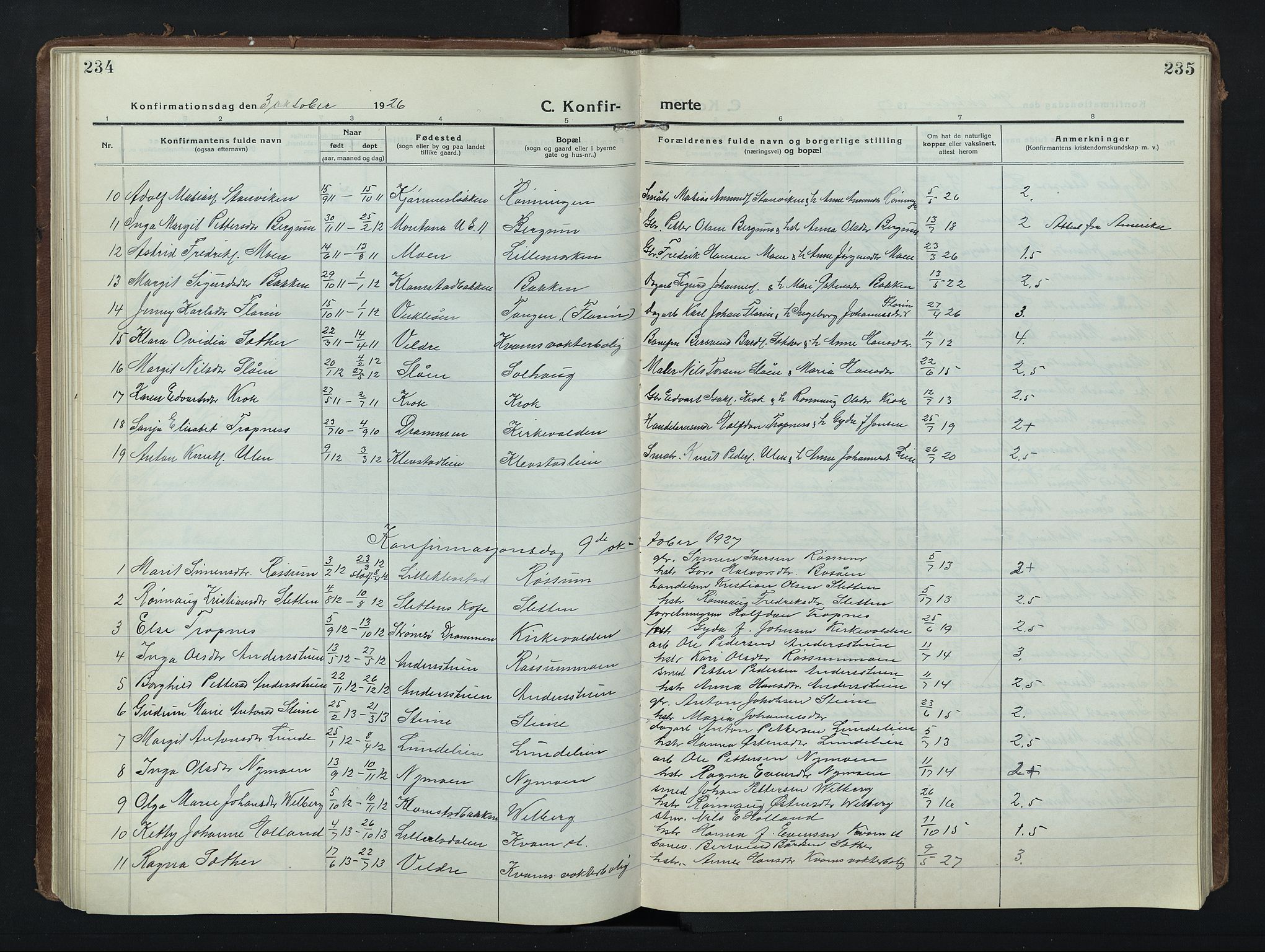 Nord-Fron prestekontor, AV/SAH-PREST-080/H/Ha/Hab/L0008: Klokkerbok nr. 8, 1915-1948, s. 234-235