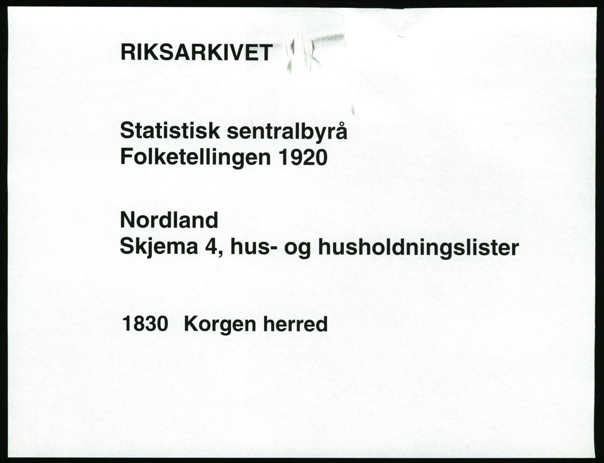 SAT, Folketelling 1920 for 1830 Korgen herred, 1920, s. 30