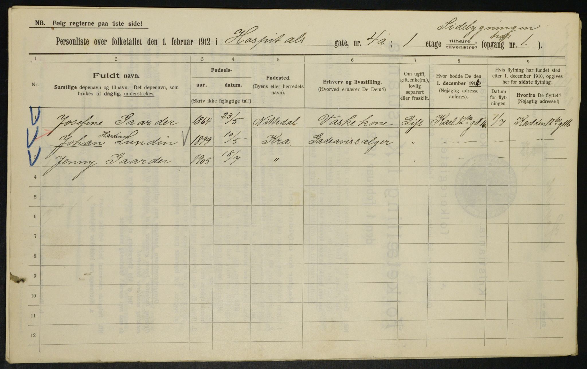 OBA, Kommunal folketelling 1.2.1913 for Kristiania, 1913, s. 41257