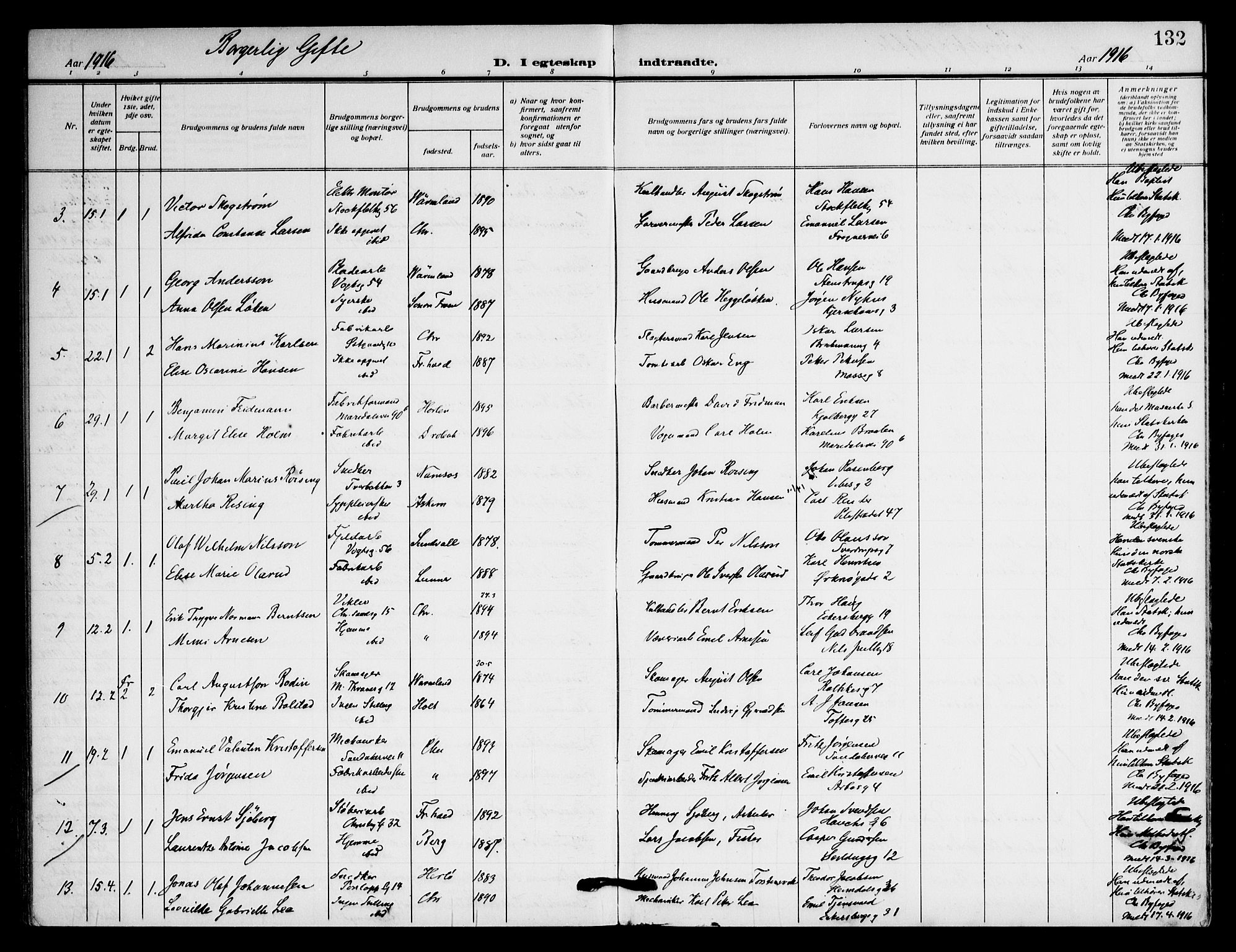 Sagene prestekontor Kirkebøker, AV/SAO-A-10796/F/L0009: Ministerialbok nr. 9, 1911-1920, s. 132