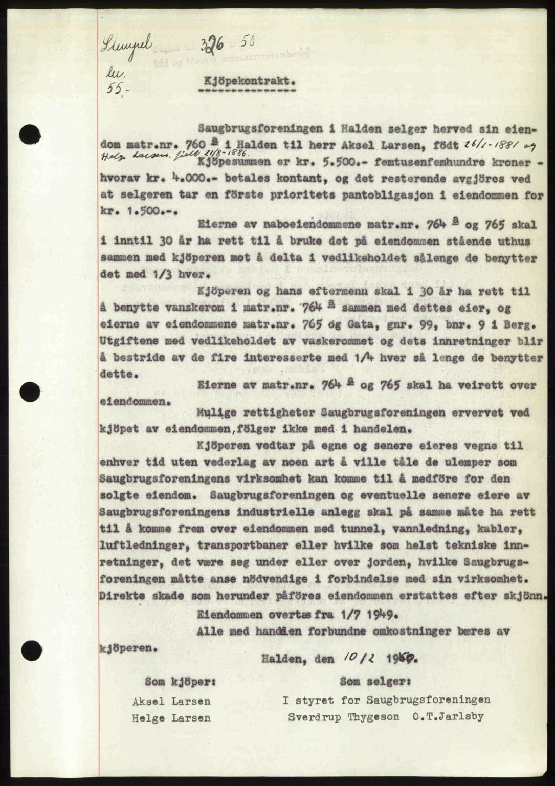 Idd og Marker sorenskriveri, SAO/A-10283/G/Gb/Gbb/L0013: Pantebok nr. A13, 1949-1950, Dagboknr: 326/1950