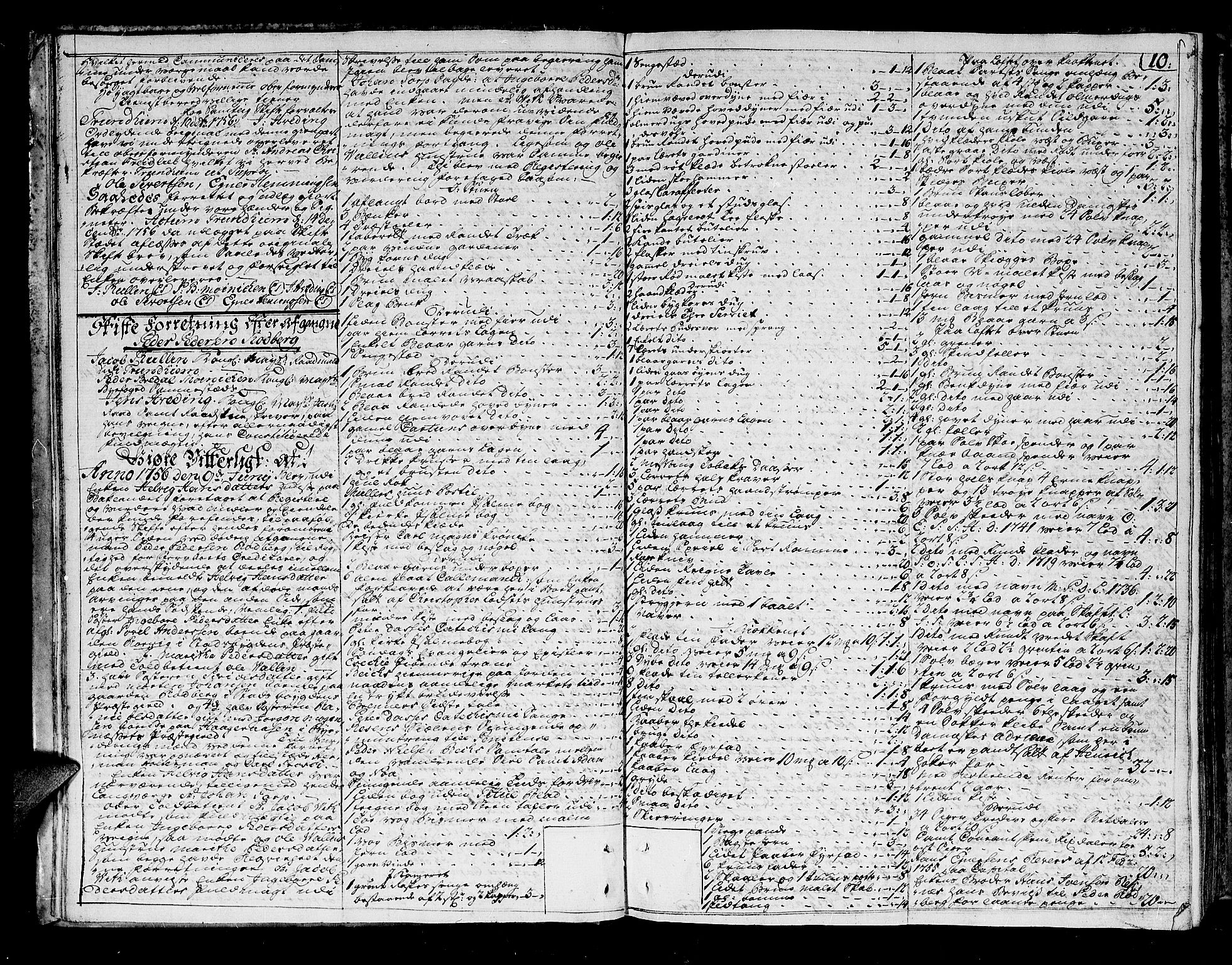Trondheim byfogd, AV/SAT-A-0003/1/3/3A/L0019: Skifteprotokoll - gml.nr.16. (m/ register), 1756-1758, s. 9b-10a