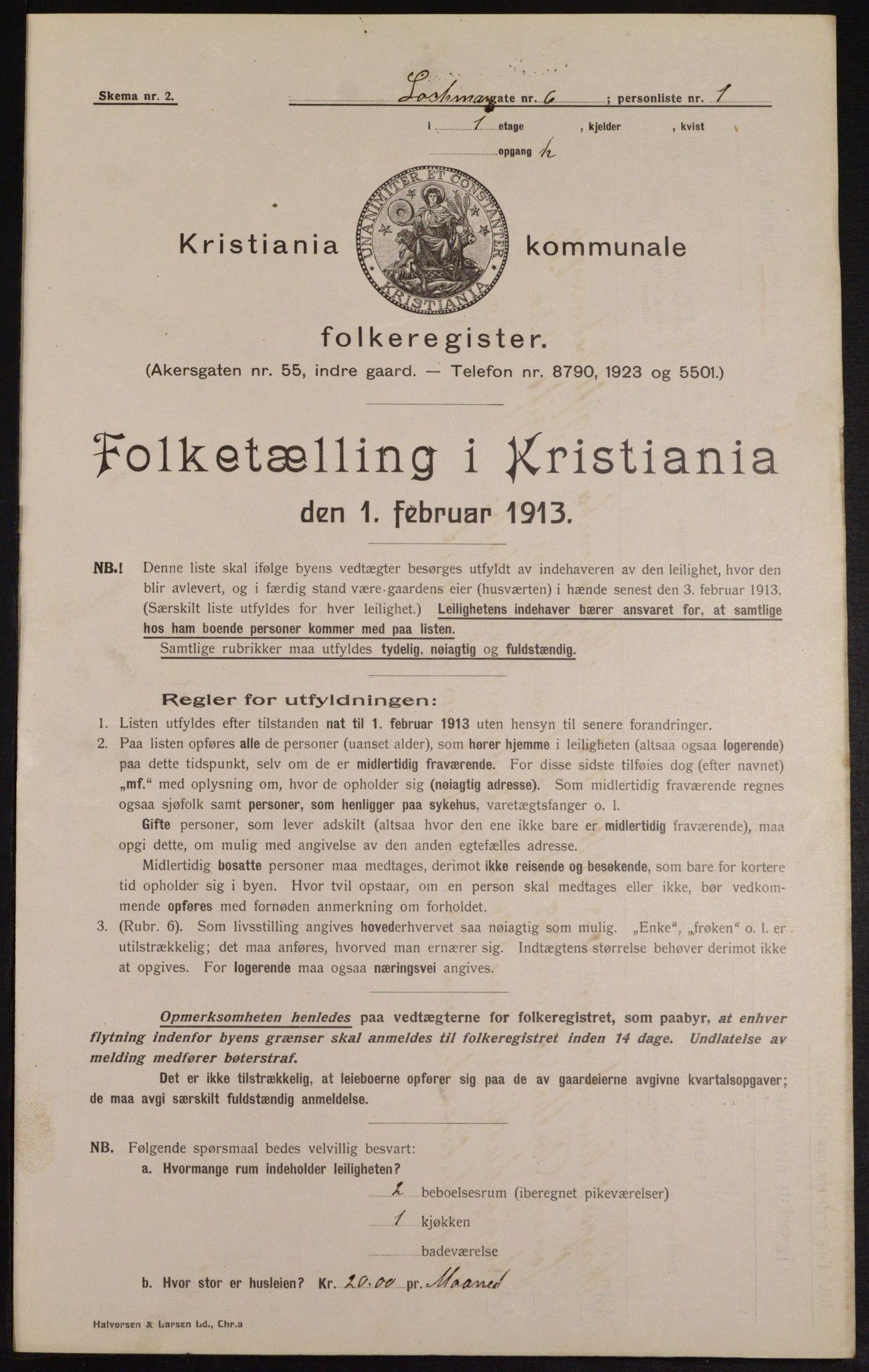 OBA, Kommunal folketelling 1.2.1913 for Kristiania, 1913, s. 58122