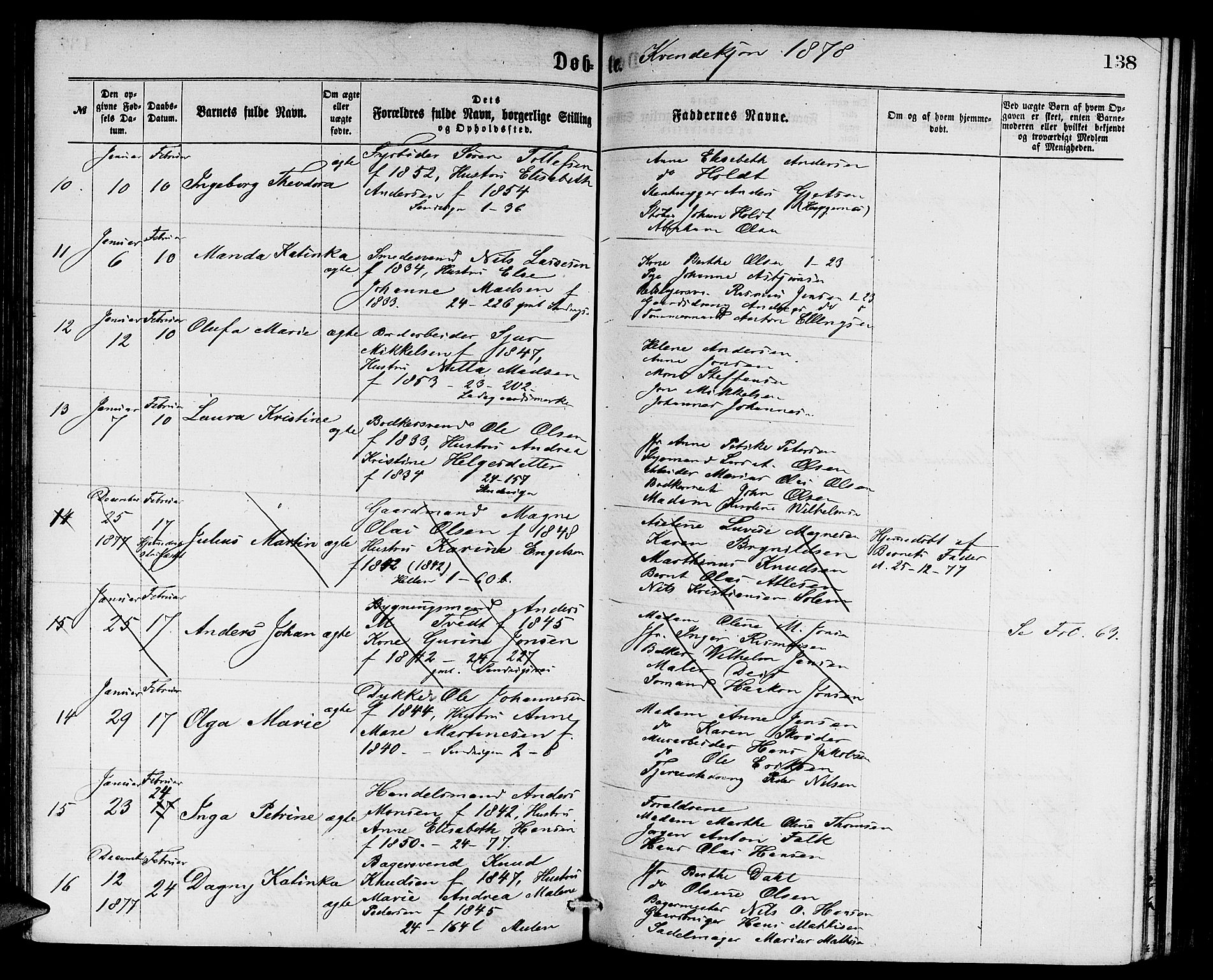 Sandviken Sokneprestembete, AV/SAB-A-77601/H/Hb: Klokkerbok nr. A 1, 1867-1879, s. 138