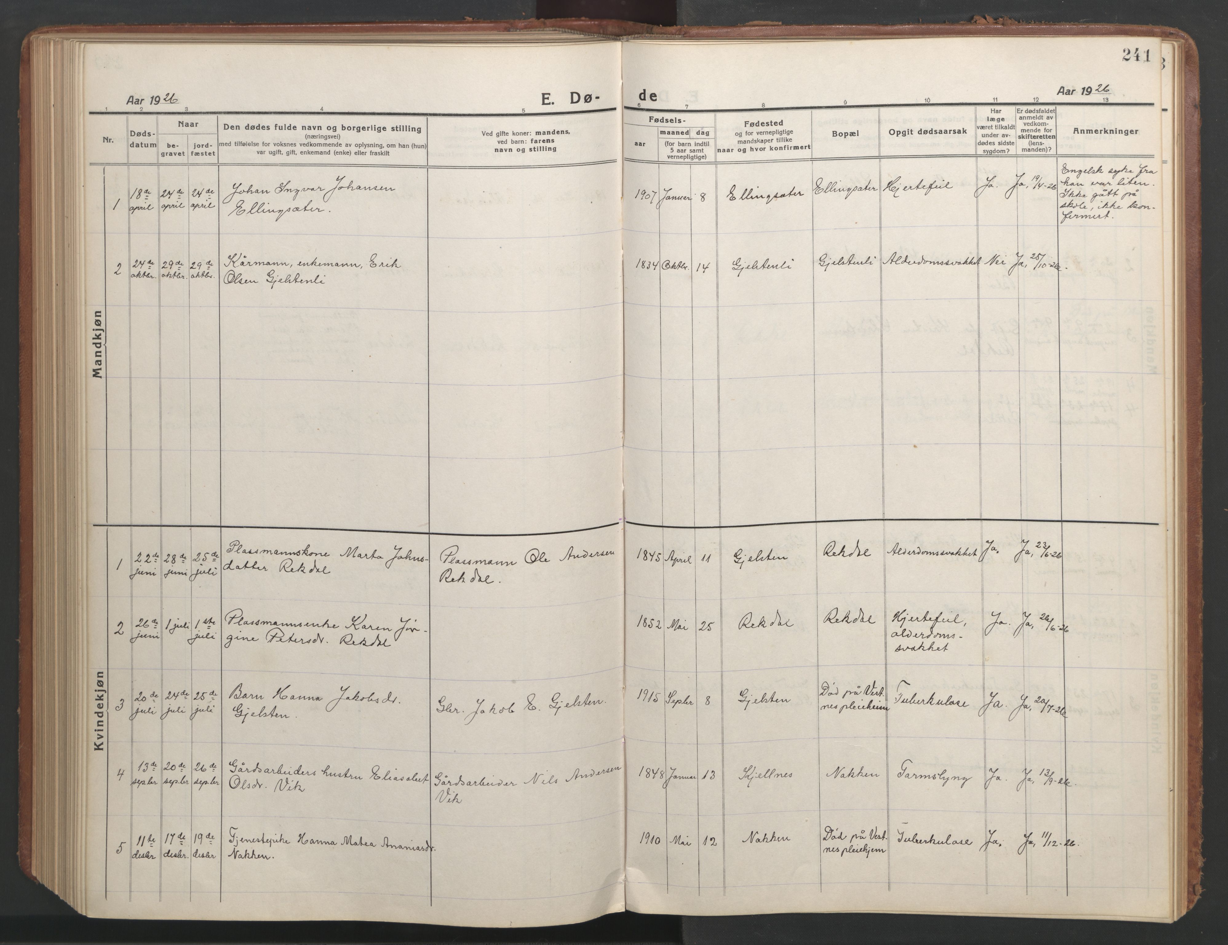 Ministerialprotokoller, klokkerbøker og fødselsregistre - Møre og Romsdal, AV/SAT-A-1454/540/L0542: Klokkerbok nr. 540C02, 1921-1967, s. 241