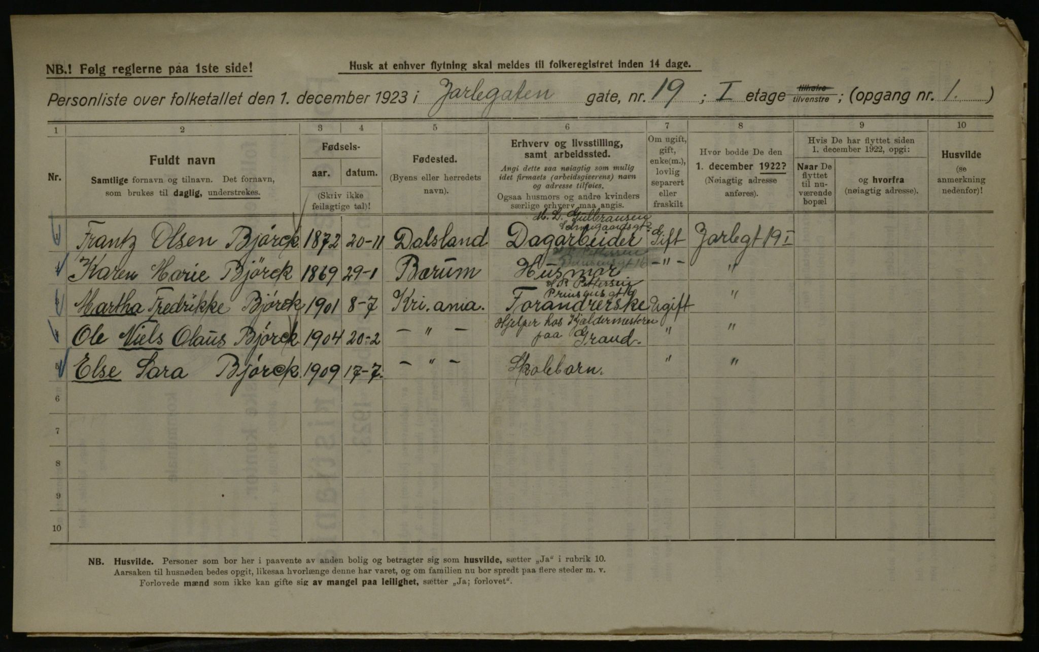 OBA, Kommunal folketelling 1.12.1923 for Kristiania, 1923, s. 51073