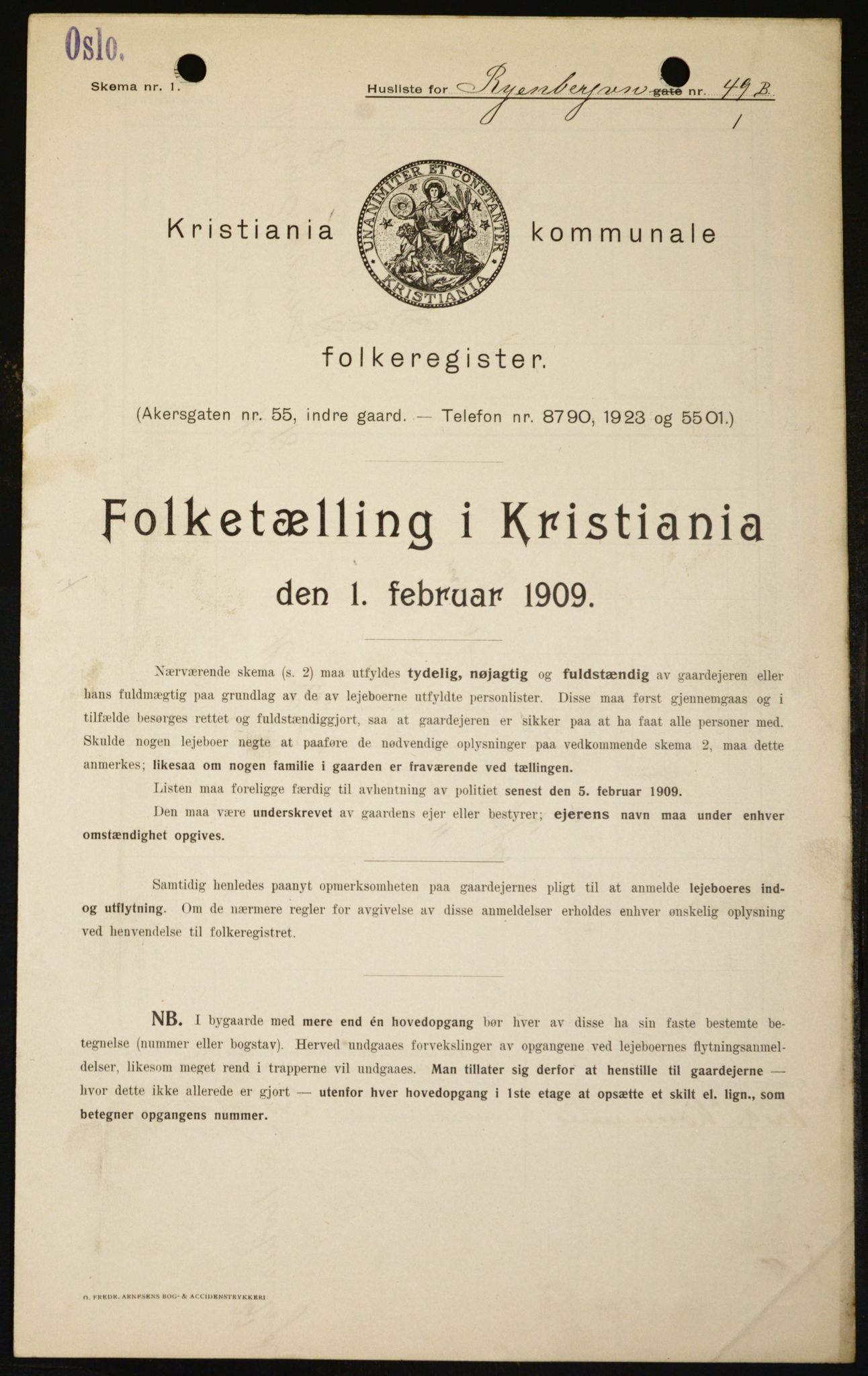 OBA, Kommunal folketelling 1.2.1909 for Kristiania kjøpstad, 1909, s. 77971