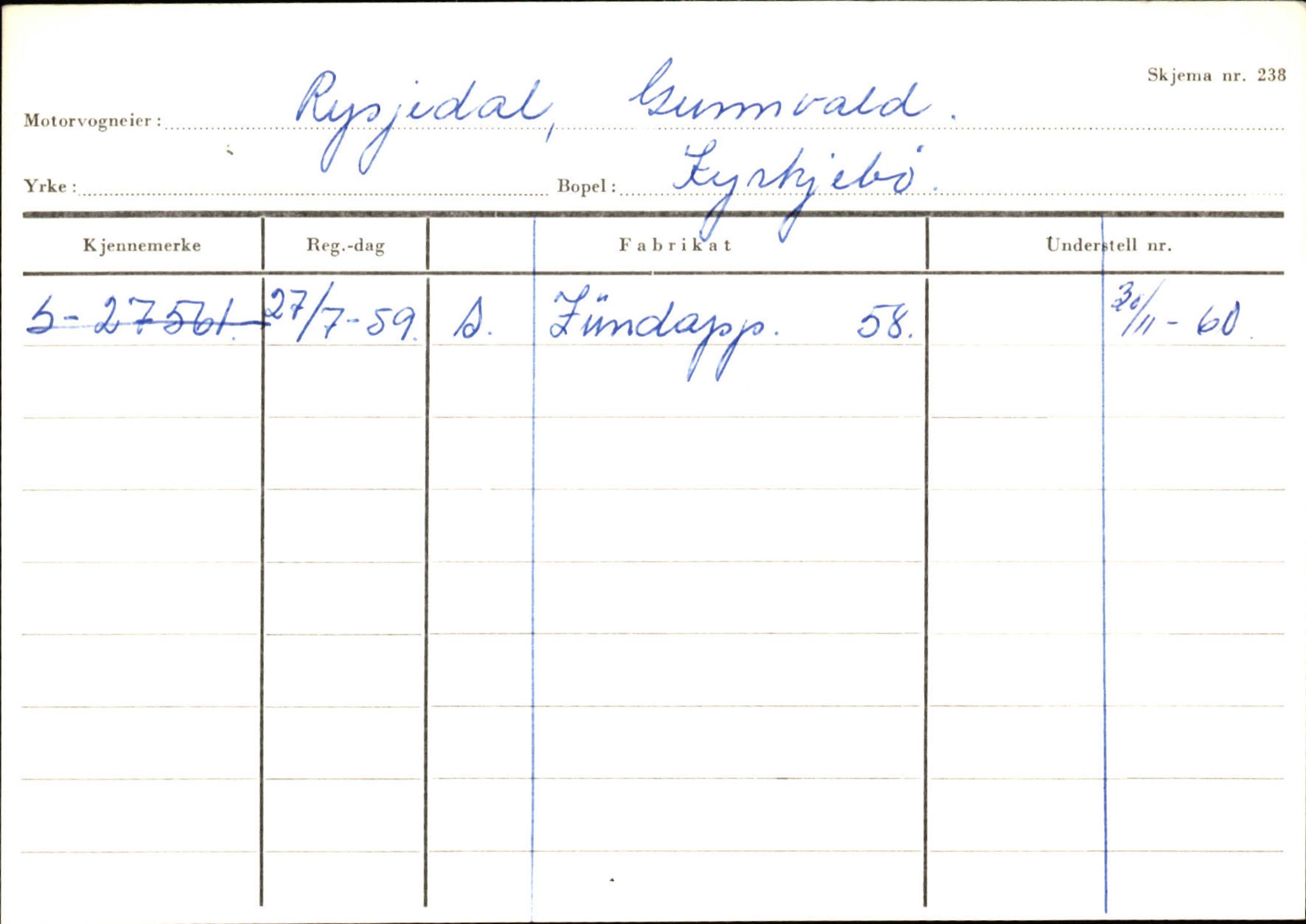 Statens vegvesen, Sogn og Fjordane vegkontor, SAB/A-5301/4/F/L0131: Eigarregister Høyanger P-Å. Stryn S-Å, 1945-1975, s. 76