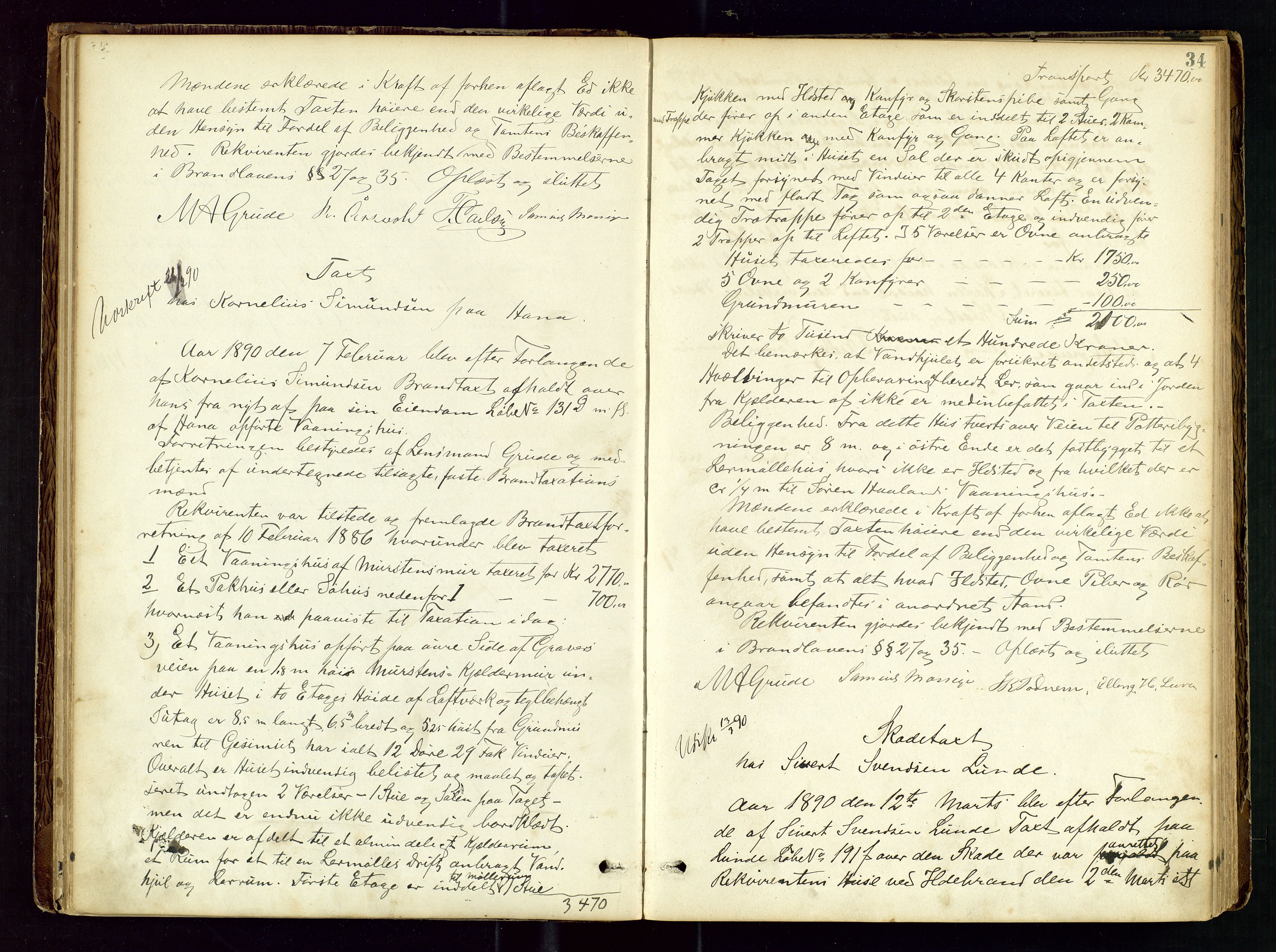 Høyland/Sandnes lensmannskontor, SAST/A-100166/Goa/L0002: "Brandtaxtprotokol for Landafdelingen i Høiland", 1880-1917, s. 33b-34a