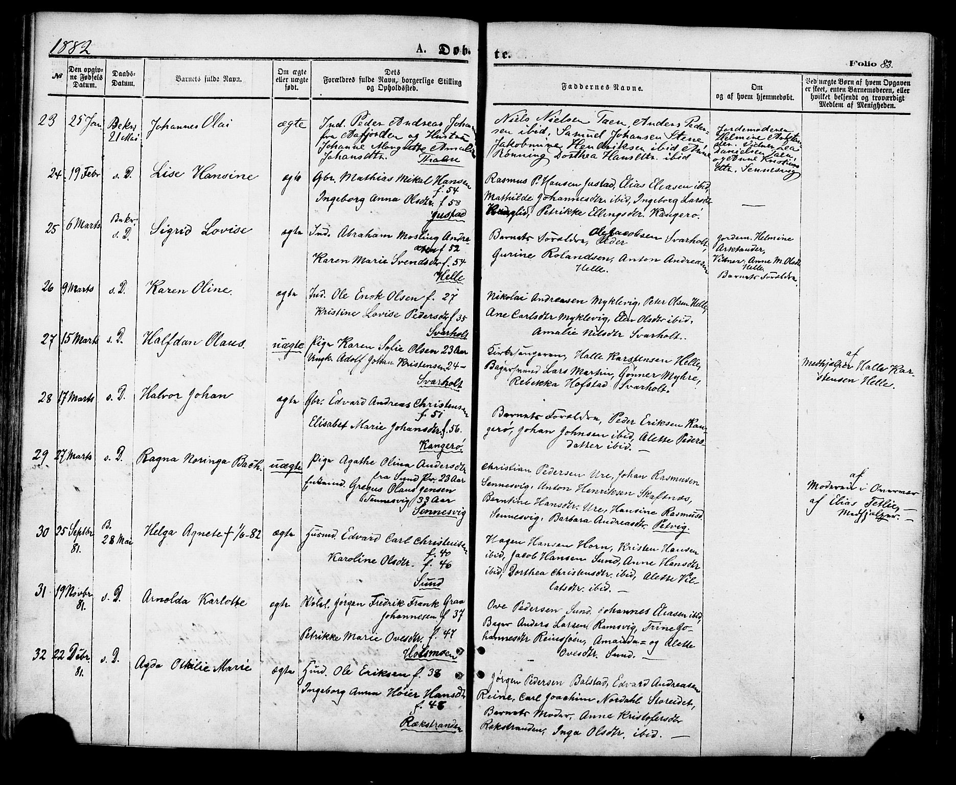 Ministerialprotokoller, klokkerbøker og fødselsregistre - Nordland, AV/SAT-A-1459/881/L1166: Klokkerbok nr. 881C03, 1876-1885, s. 83
