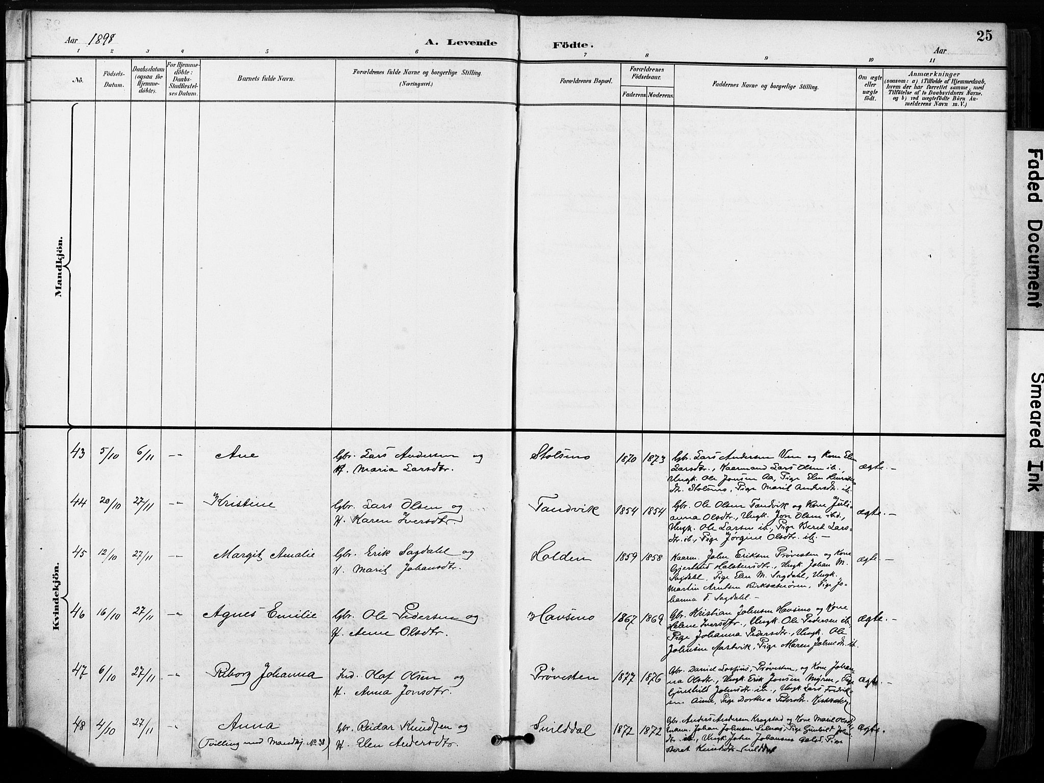 Ministerialprotokoller, klokkerbøker og fødselsregistre - Sør-Trøndelag, SAT/A-1456/630/L0497: Ministerialbok nr. 630A10, 1896-1910, s. 25