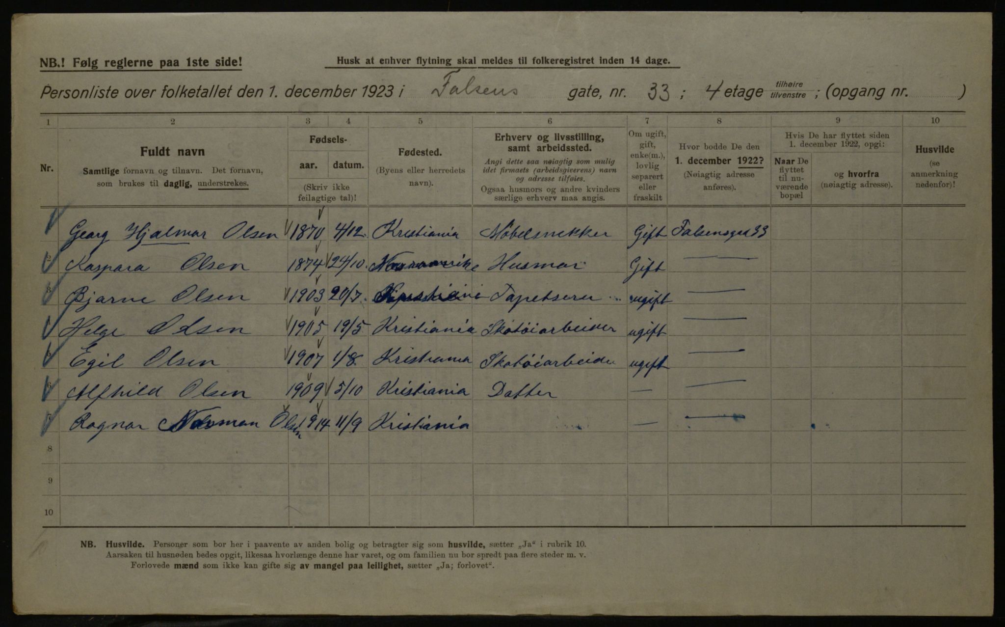 OBA, Kommunal folketelling 1.12.1923 for Kristiania, 1923, s. 26502