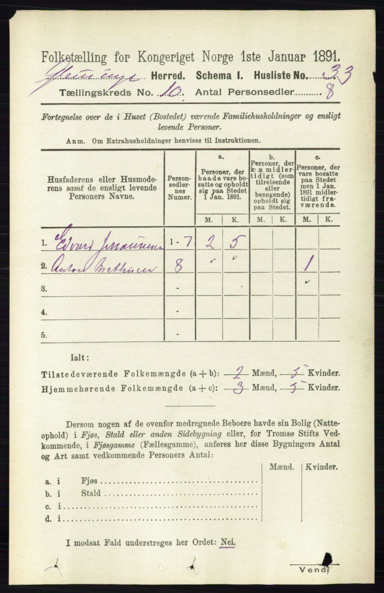 RA, Folketelling 1891 for 0132 Glemmen herred, 1891, s. 9933