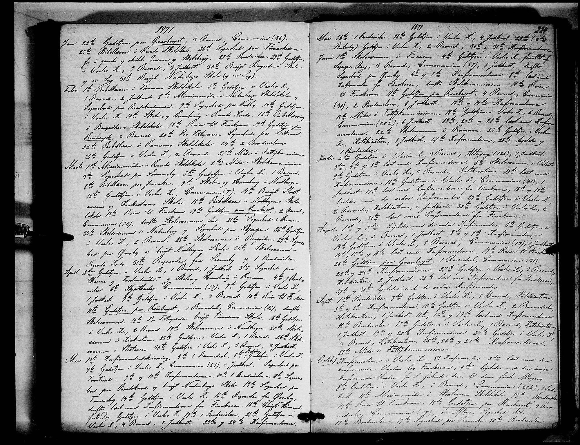 Våler prestekontor, Hedmark, AV/SAH-PREST-040/H/Ha/Haa/L0002: Ministerialbok nr. 2, 1867-1878, s. 224
