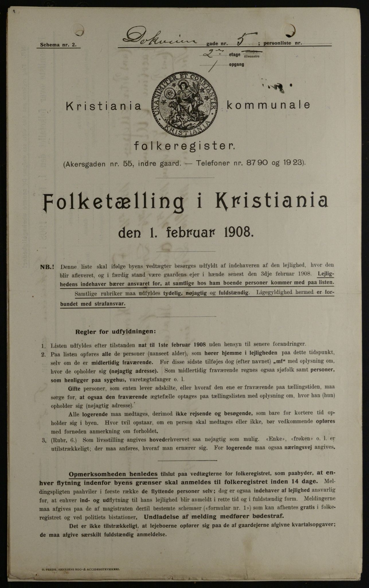 OBA, Kommunal folketelling 1.2.1908 for Kristiania kjøpstad, 1908, s. 14792