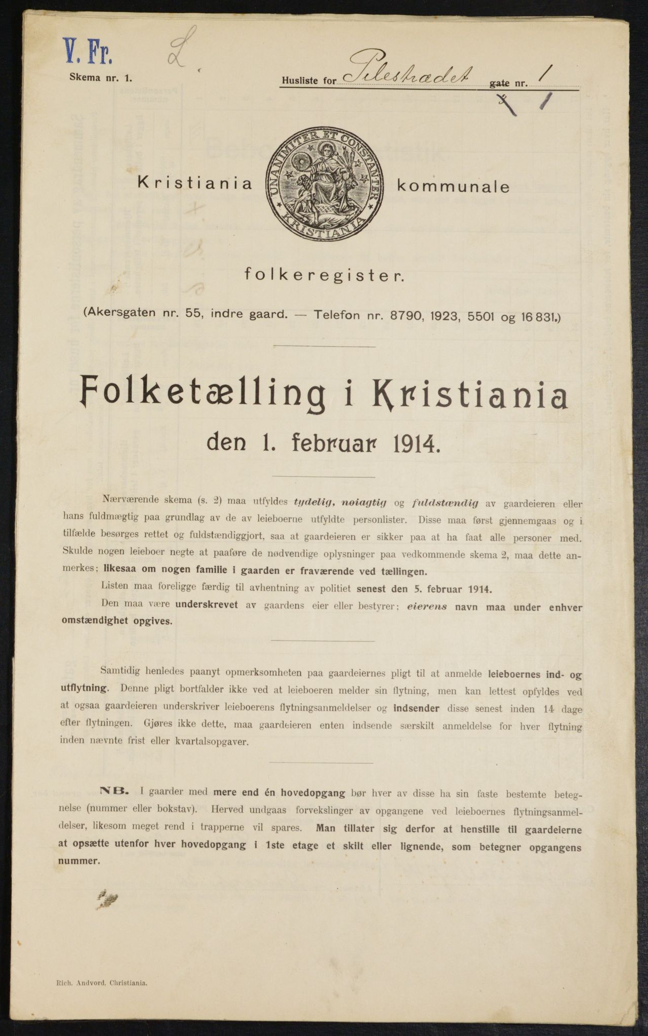 OBA, Kommunal folketelling 1.2.1914 for Kristiania, 1914, s. 78856