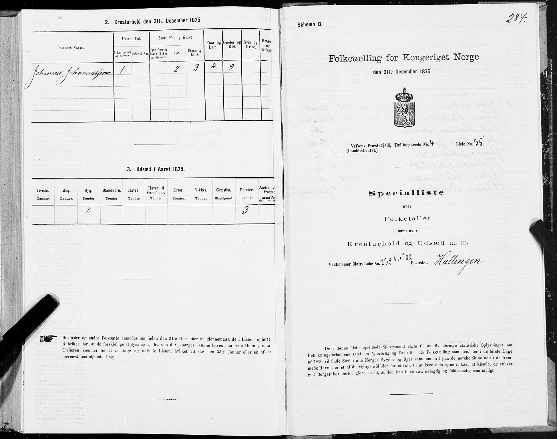 SAT, Folketelling 1875 for 1824L Vefsn prestegjeld, Vefsn sokn, 1875, s. 1284