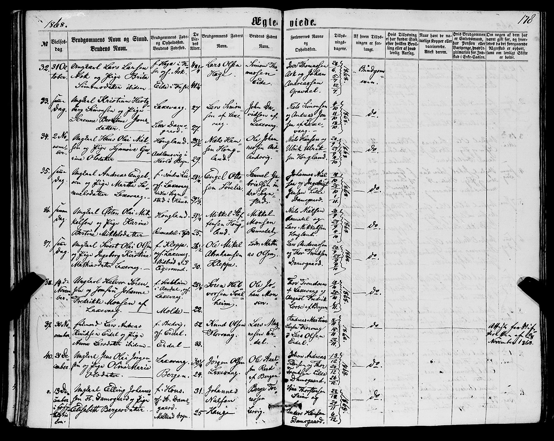 Askøy Sokneprestembete, AV/SAB-A-74101/H/Ha/Haa/Haaa/L0009: Ministerialbok nr. A 9, 1863-1877, s. 178