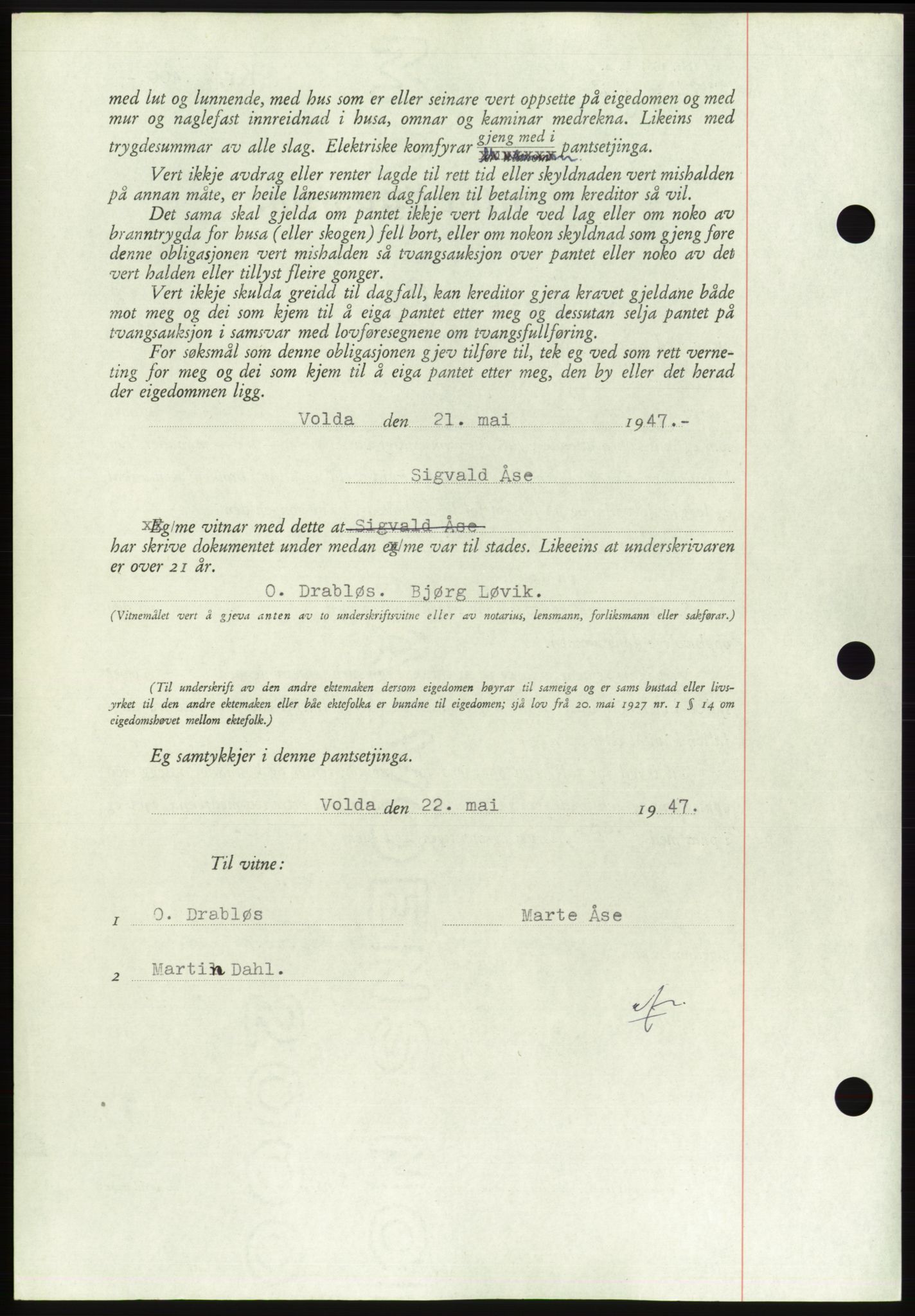 Søre Sunnmøre sorenskriveri, AV/SAT-A-4122/1/2/2C/L0115: Pantebok nr. 3B, 1947-1948, Dagboknr: 1080/1947