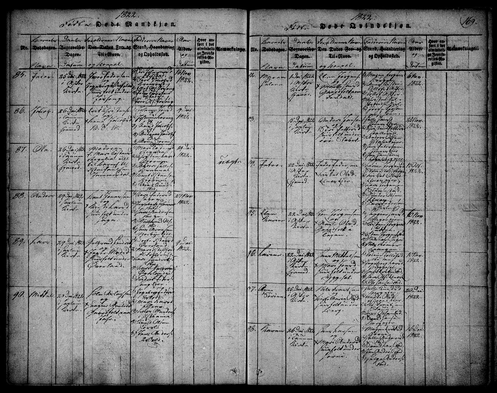 Asker prestekontor Kirkebøker, SAO/A-10256a/F/Fa/L0006: Ministerialbok nr. I 6, 1814-1824, s. 169