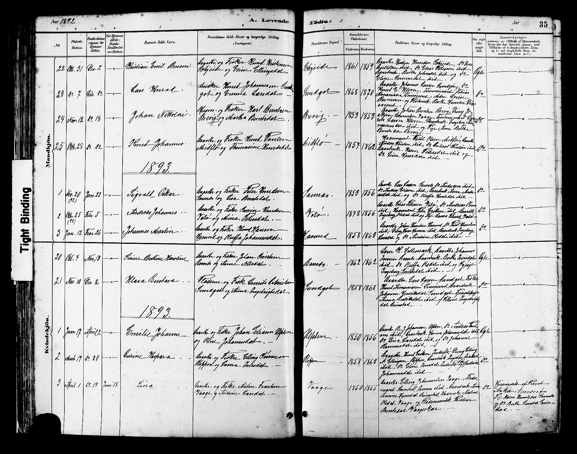 Ministerialprotokoller, klokkerbøker og fødselsregistre - Møre og Romsdal, AV/SAT-A-1454/509/L0112: Klokkerbok nr. 509C02, 1883-1922, s. 35