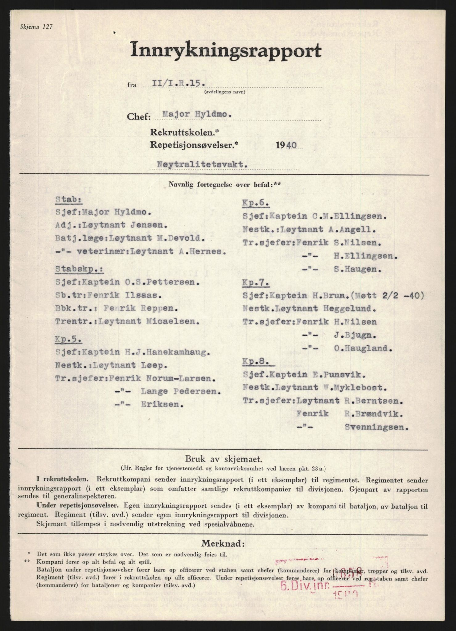 Forsvaret, Forsvarets krigshistoriske avdeling, AV/RA-RAFA-2017/Y/Yb/L0128: II-C-11-600  -  6. Divisjon / 6. Distriktskommando, 1936-1940