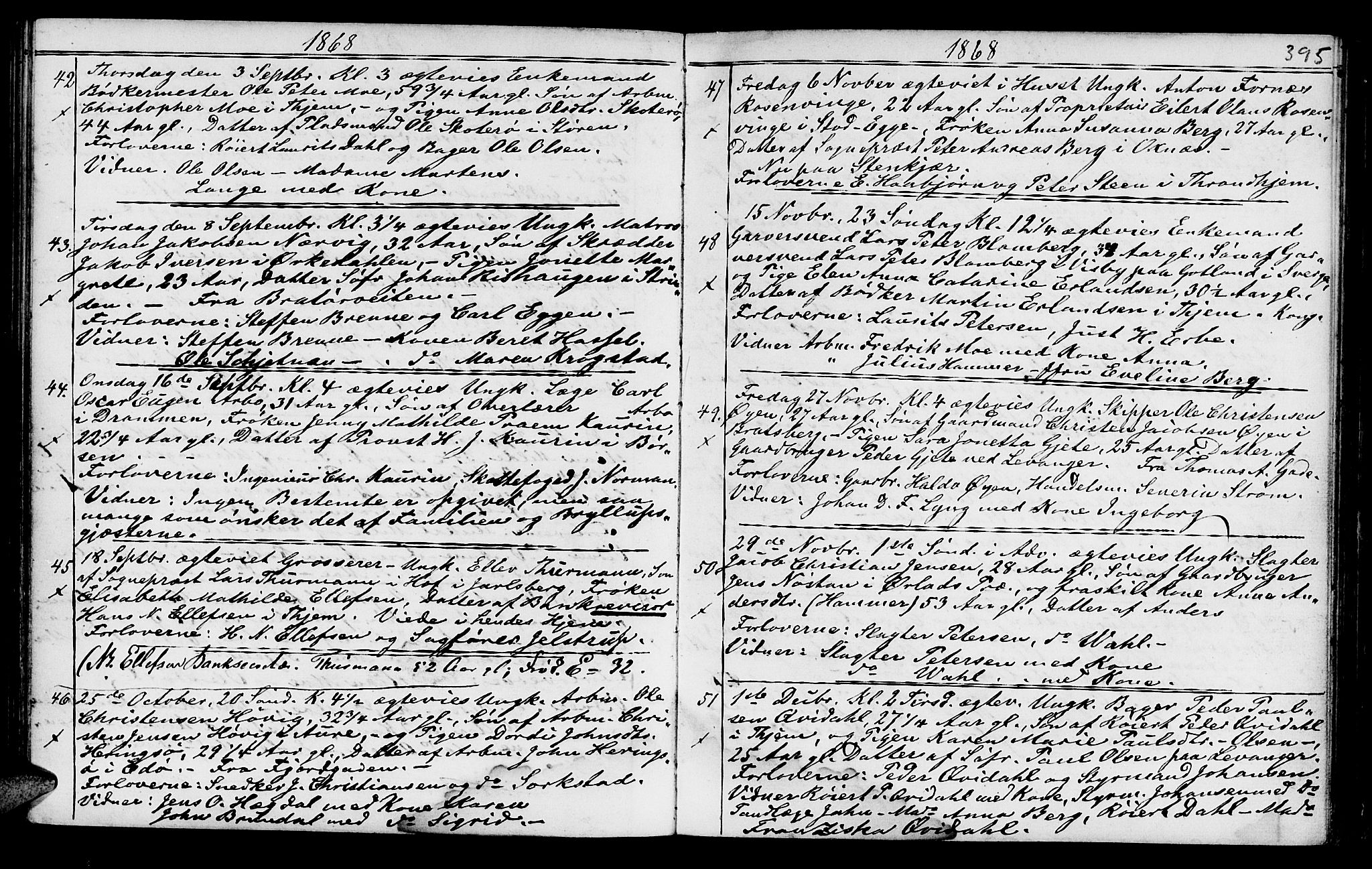 Ministerialprotokoller, klokkerbøker og fødselsregistre - Sør-Trøndelag, SAT/A-1456/602/L0140: Klokkerbok nr. 602C08, 1864-1872, s. 394-395