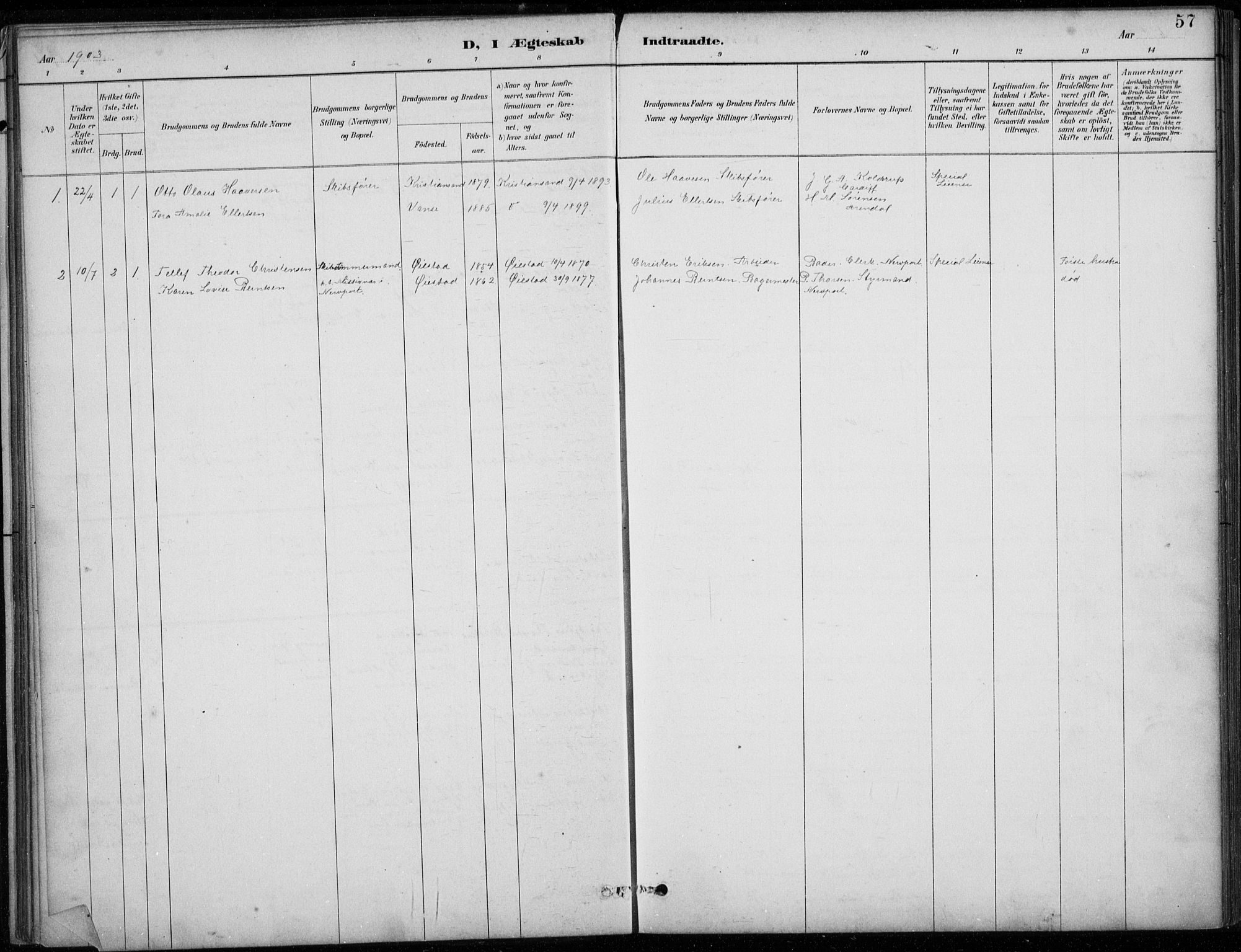 Den norske sjømannsmisjon i utlandet/Bristolhavnene(Cardiff-Swansea), SAB/SAB/PA-0102/H/Ha/Haa/L0002: Ministerialbok nr. A 2, 1887-1932, s. 57