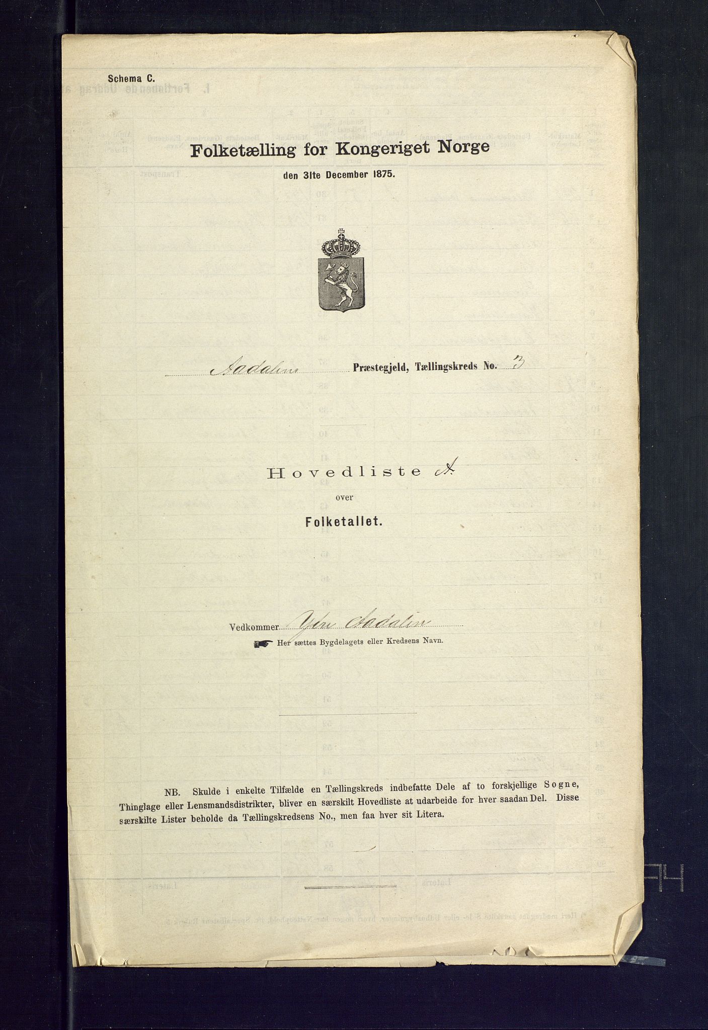 SAKO, Folketelling 1875 for 0614P Ådal prestegjeld, 1875, s. 14