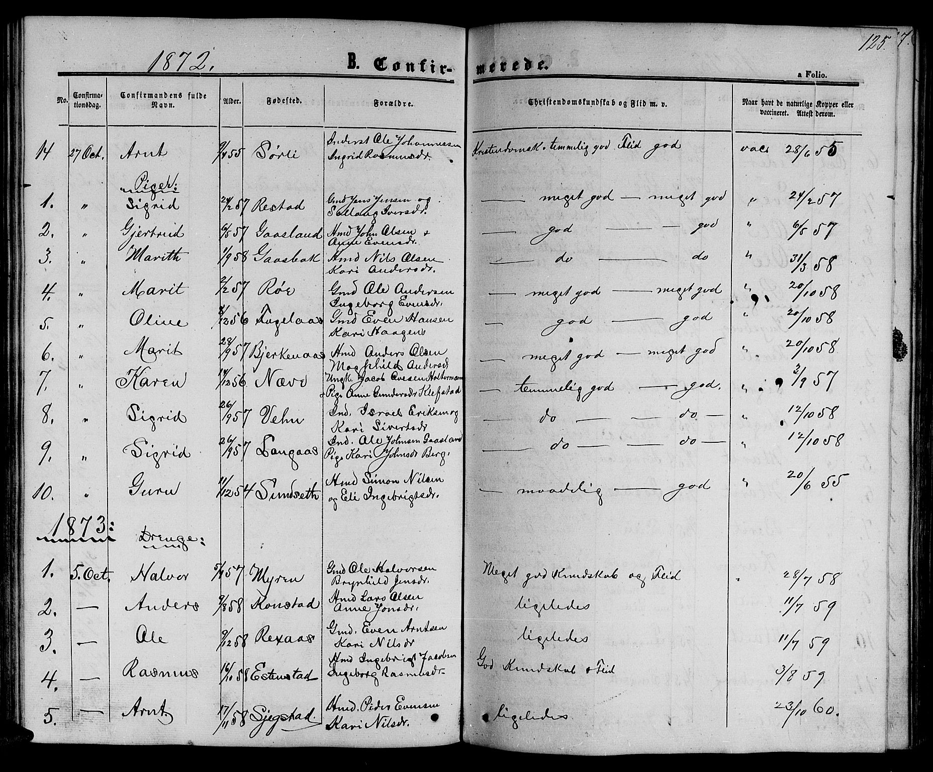 Ministerialprotokoller, klokkerbøker og fødselsregistre - Sør-Trøndelag, SAT/A-1456/694/L1131: Klokkerbok nr. 694C03, 1858-1886, s. 125