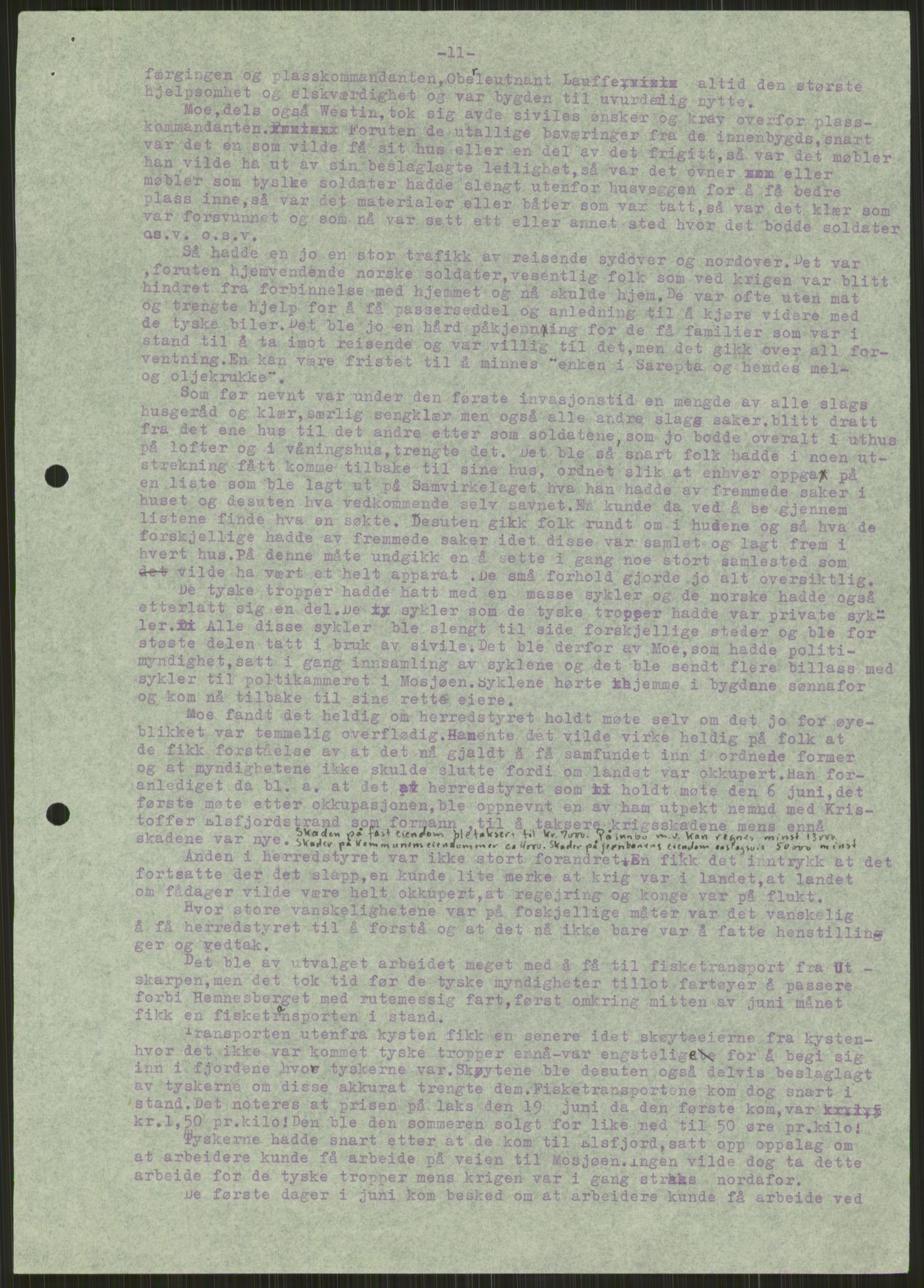 Forsvaret, Forsvarets krigshistoriske avdeling, AV/RA-RAFA-2017/Y/Ya/L0017: II-C-11-31 - Fylkesmenn.  Rapporter om krigsbegivenhetene 1940., 1940, s. 130