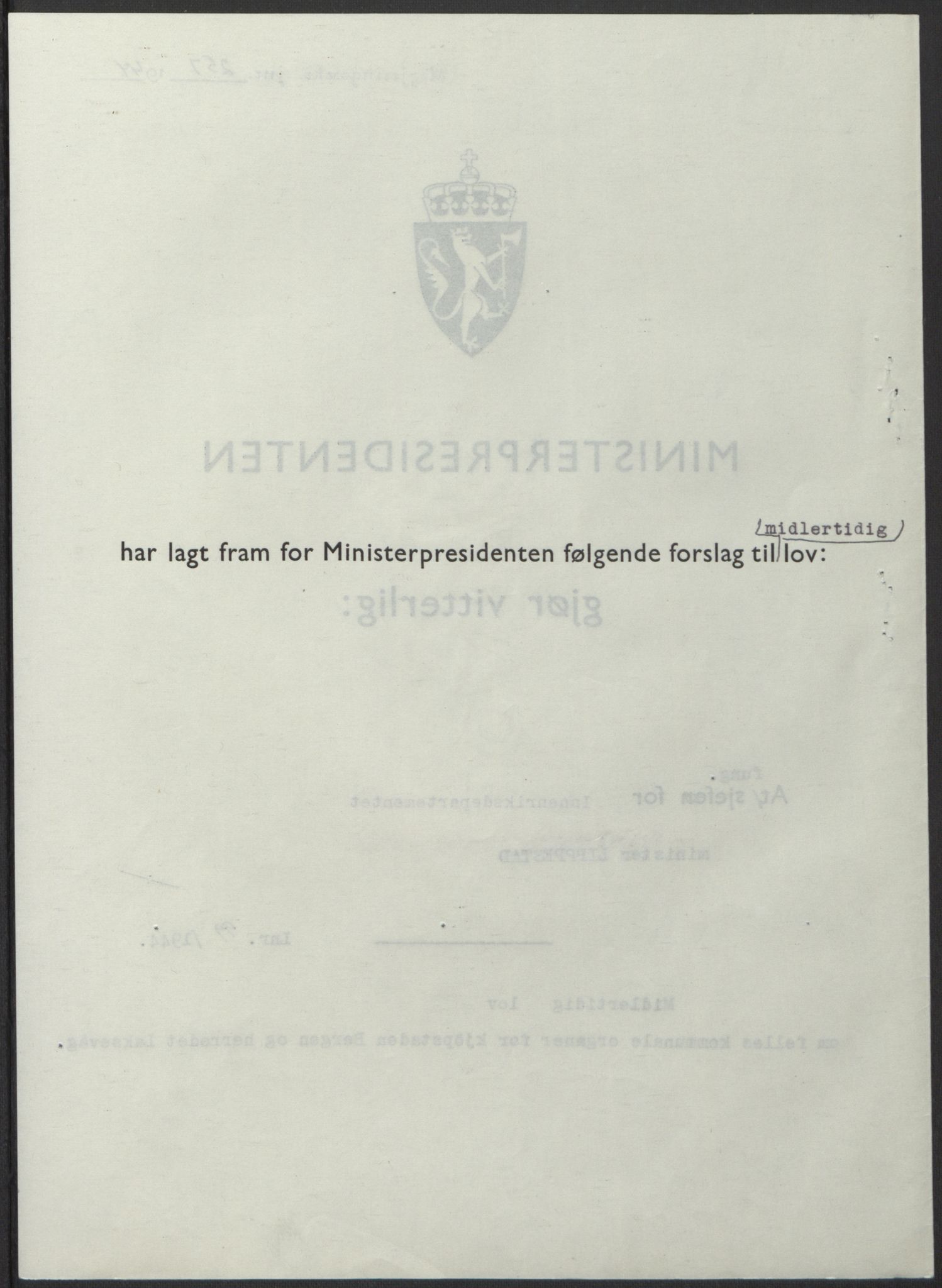 NS-administrasjonen 1940-1945 (Statsrådsekretariatet, de kommisariske statsråder mm), AV/RA-S-4279/D/Db/L0100: Lover, 1944, s. 473