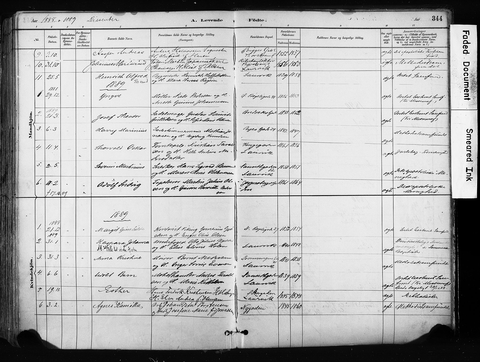 Larvik kirkebøker, AV/SAKO-A-352/F/Fa/L0009: Ministerialbok nr. I 9, 1884-1904, s. 344