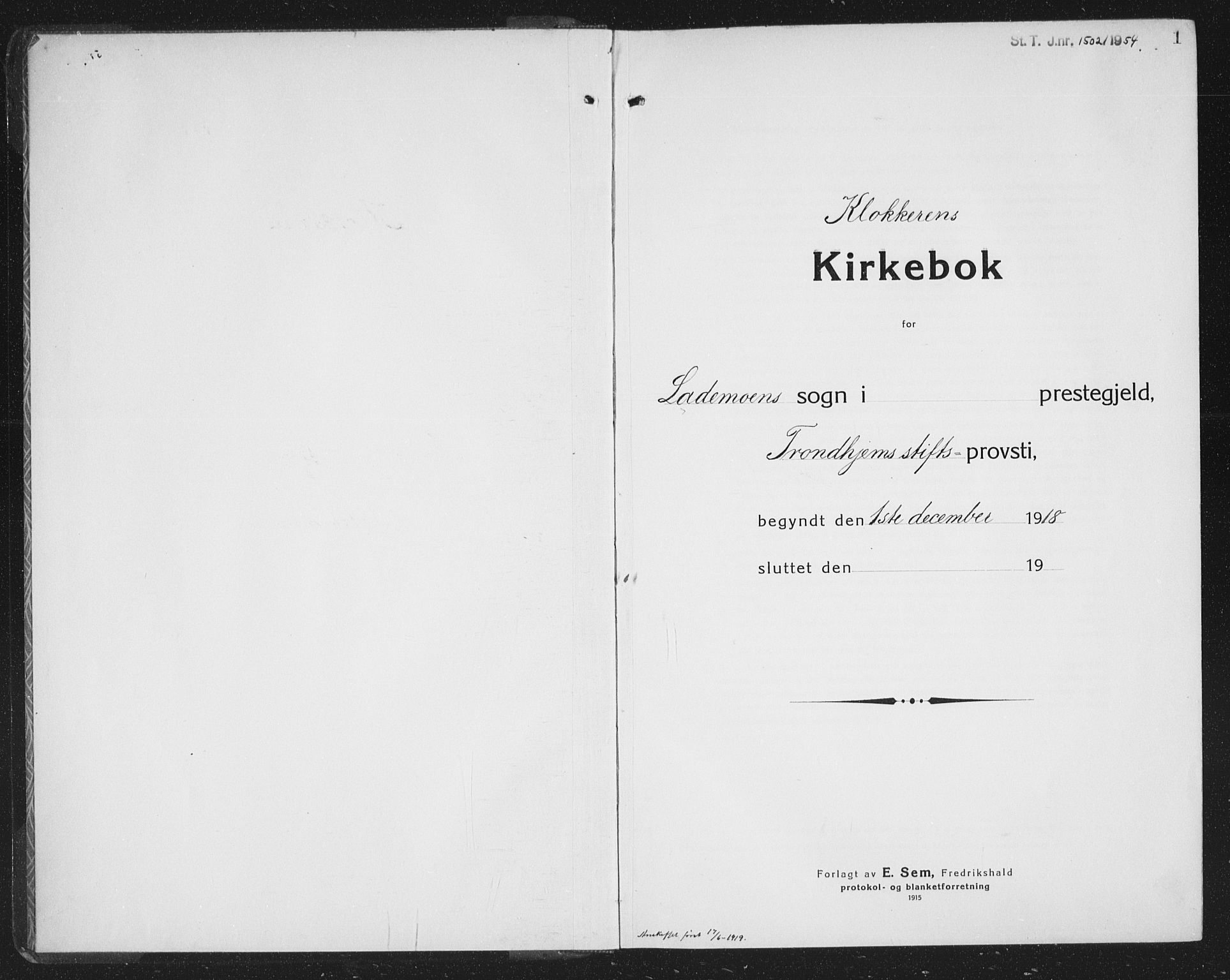 Ministerialprotokoller, klokkerbøker og fødselsregistre - Sør-Trøndelag, SAT/A-1456/605/L0258: Klokkerbok nr. 605C05, 1918-1930, s. 1