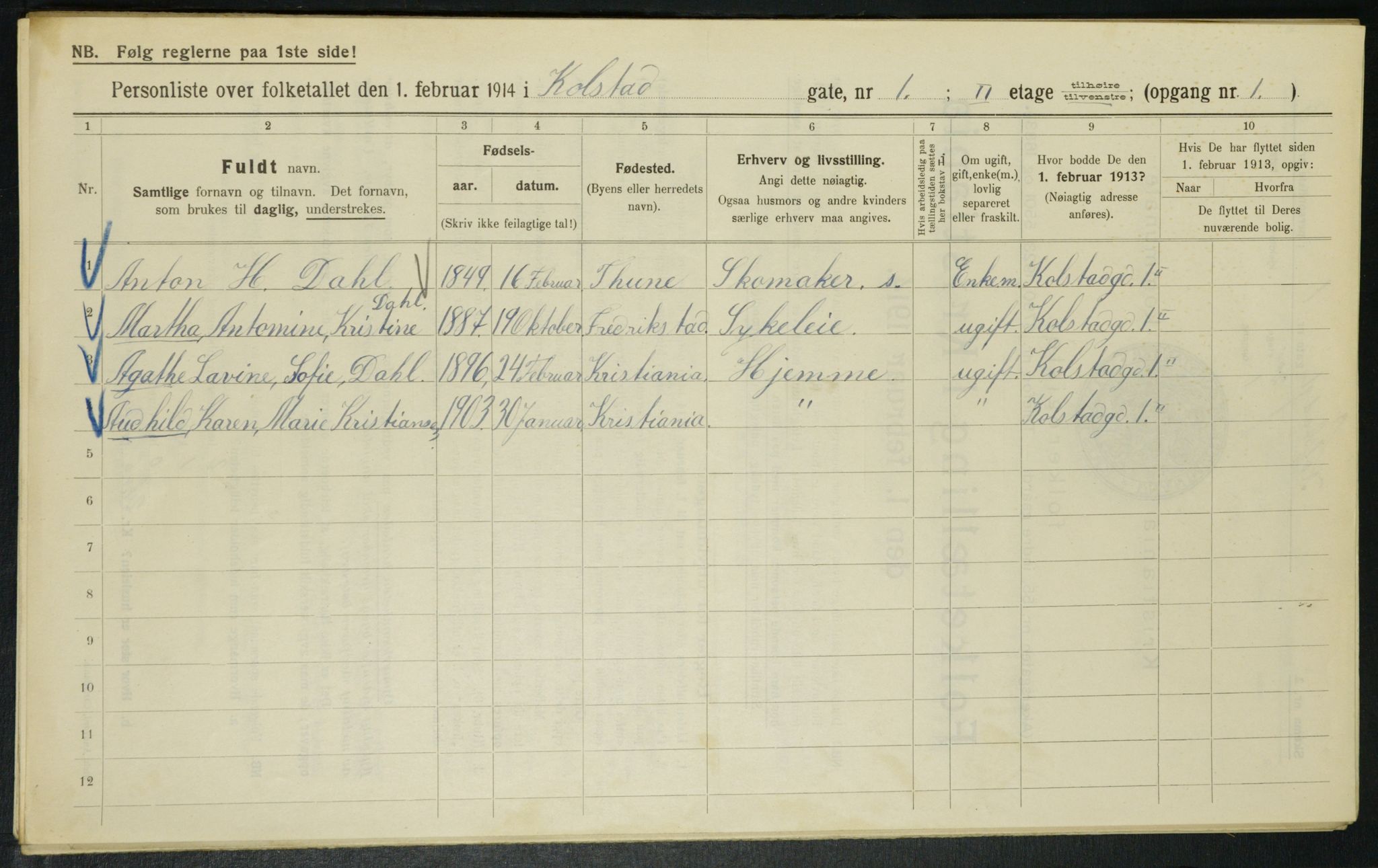 OBA, Kommunal folketelling 1.2.1914 for Kristiania, 1914, s. 52112